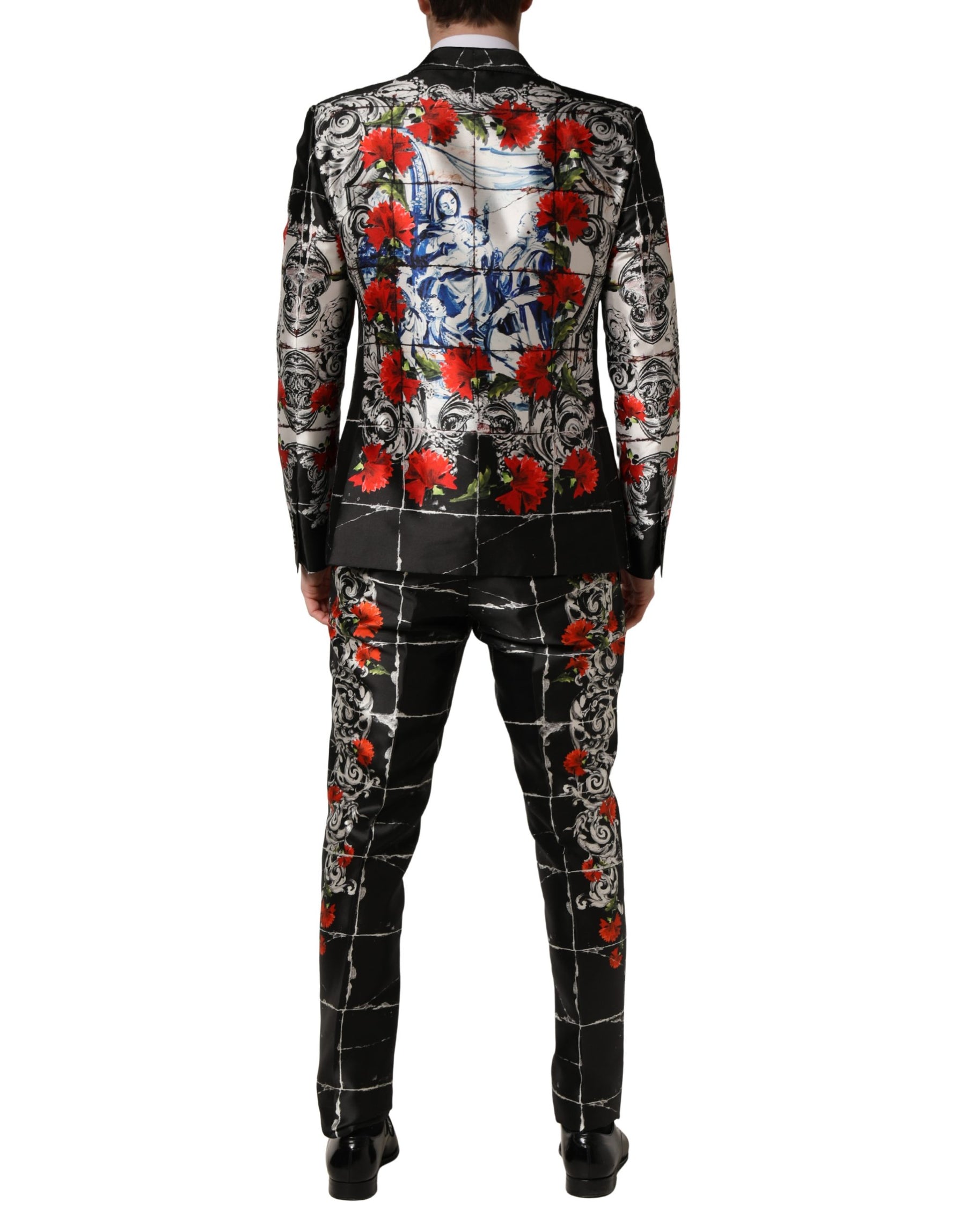 Dolce & Gabbana Black Floral 2 Buttons Formal 3 Piece Suit | Regal Royce