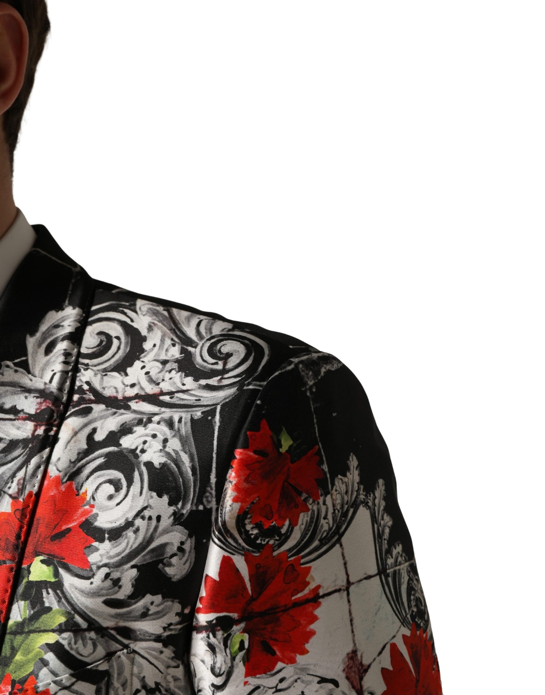 Dolce & Gabbana Black Floral 2 Buttons Formal 3 Piece Suit | Regal Royce
