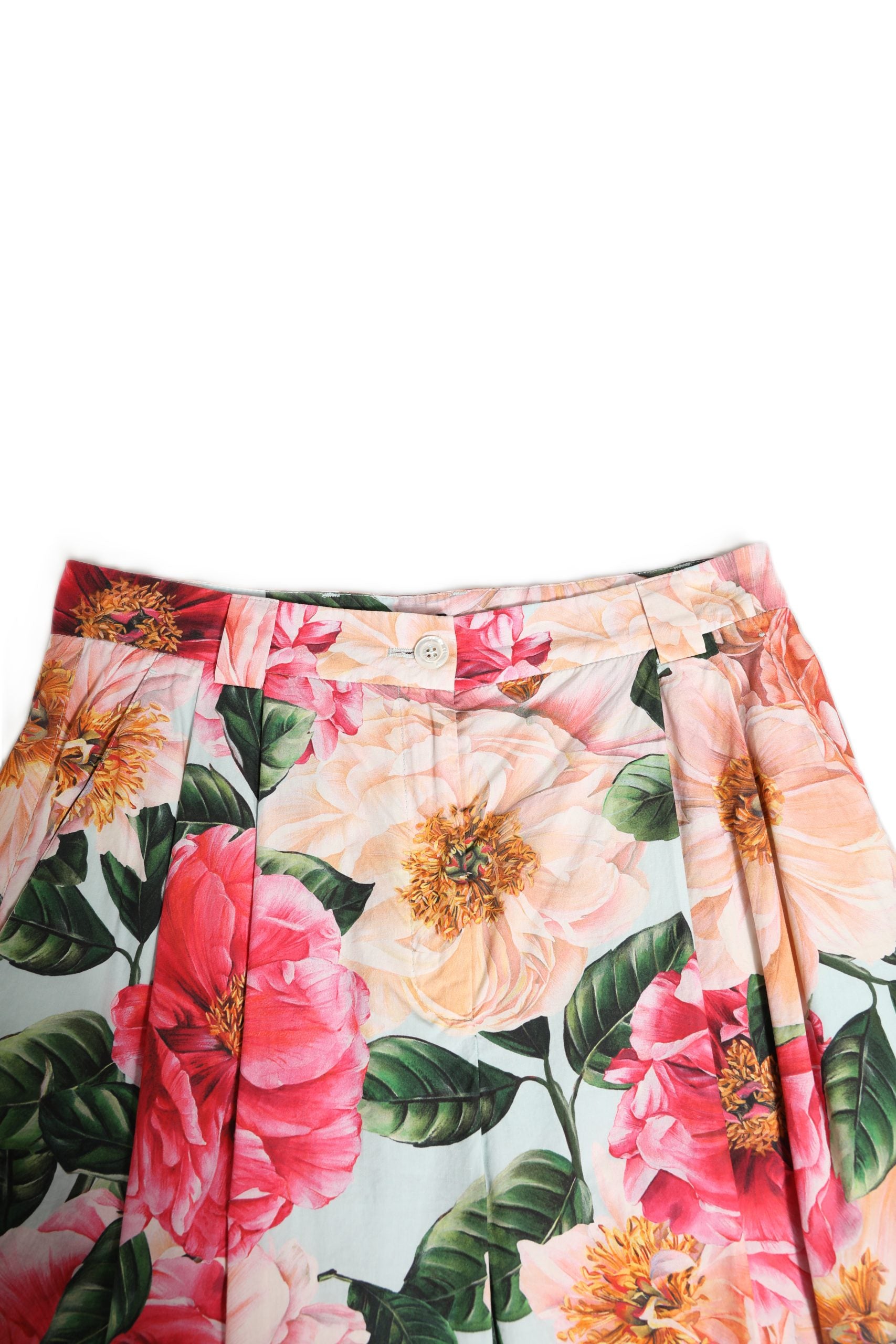 Dolce & Gabbana Multicolor Floral High Waist Cropped Pants | Regal Royce