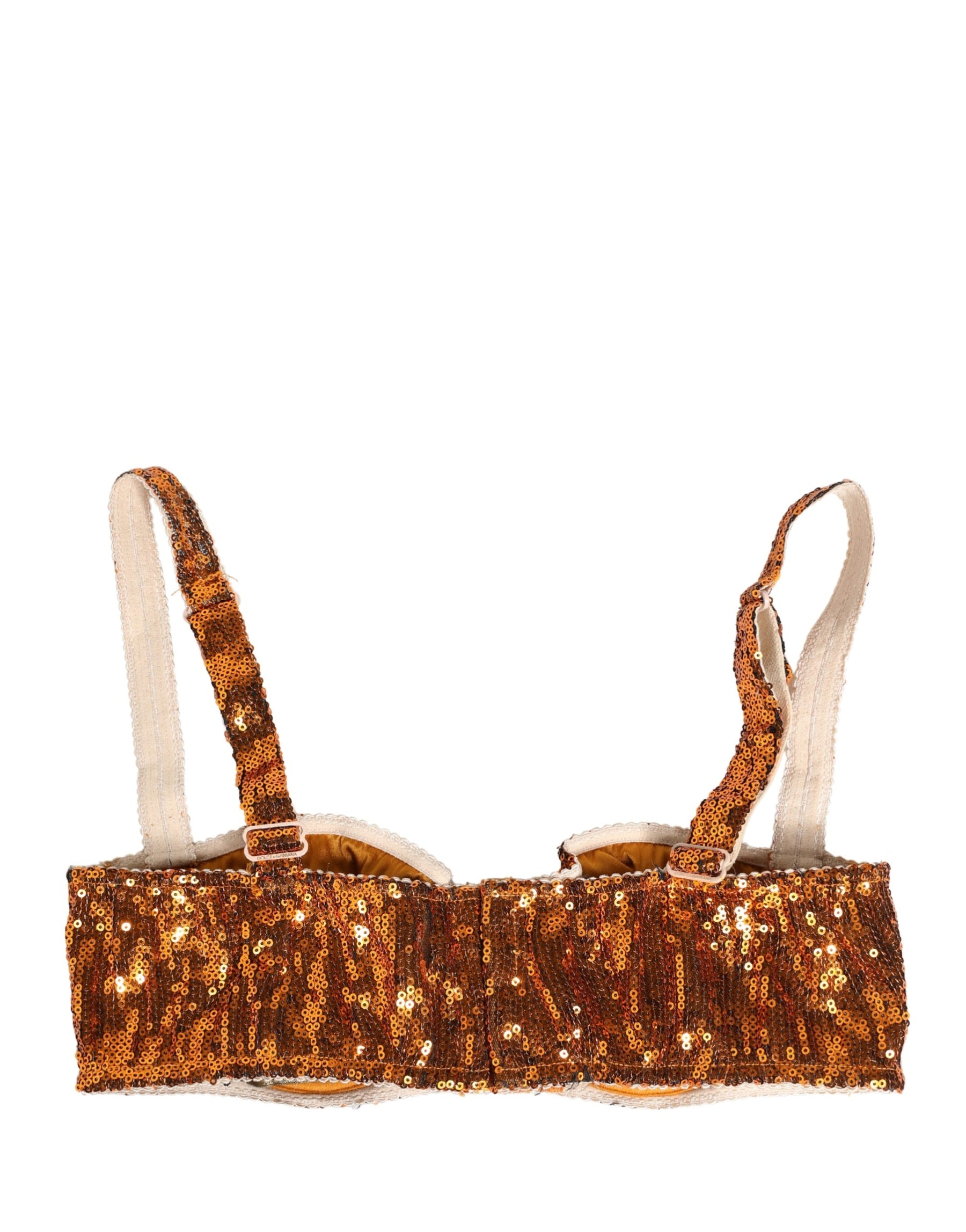 Dolce & Gabbana Gold Sequined Nyon Balconnet Bra Underwear | Regal Royce
