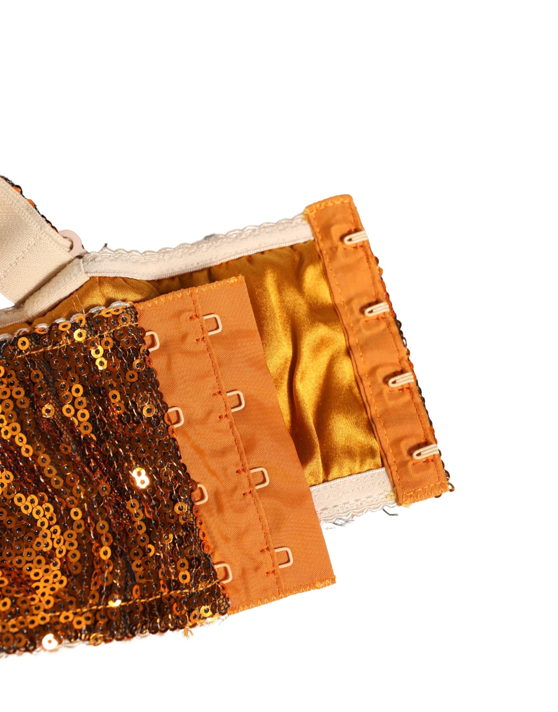 Dolce & Gabbana Gold Sequined Nyon Balconnet Bra Underwear | Regal Royce