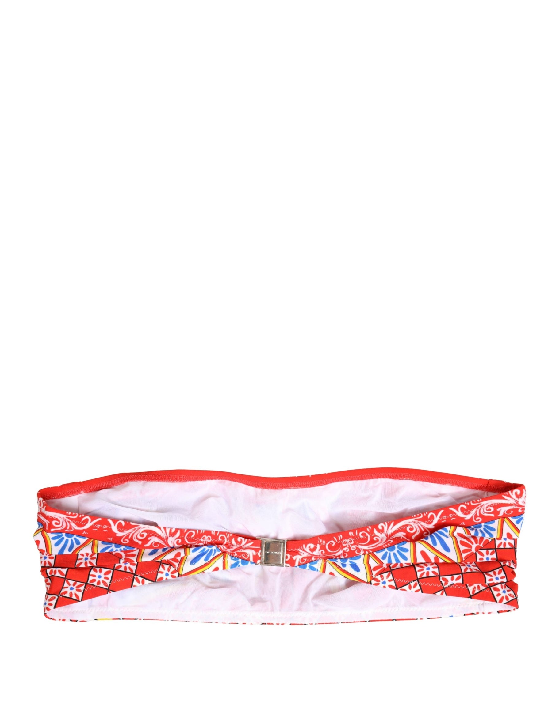 Dolce & Gabbana Multicolor Carretto Bandeau Swimsuit Top Swimwear | Regal Royce