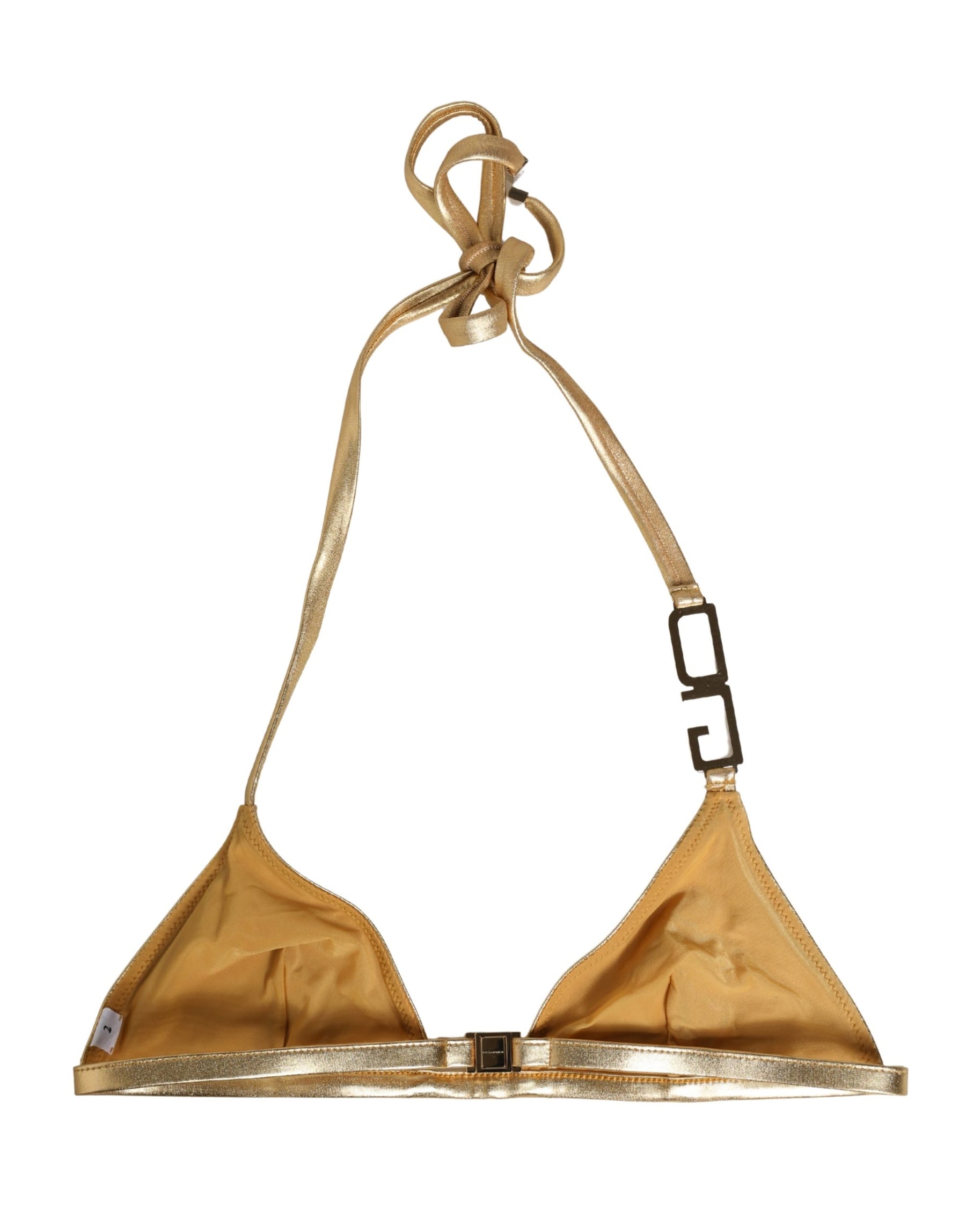 Dolce & Gabbana Gold-Tone Triangle Bikini Top DG Logo Swimwear | Regal Royce