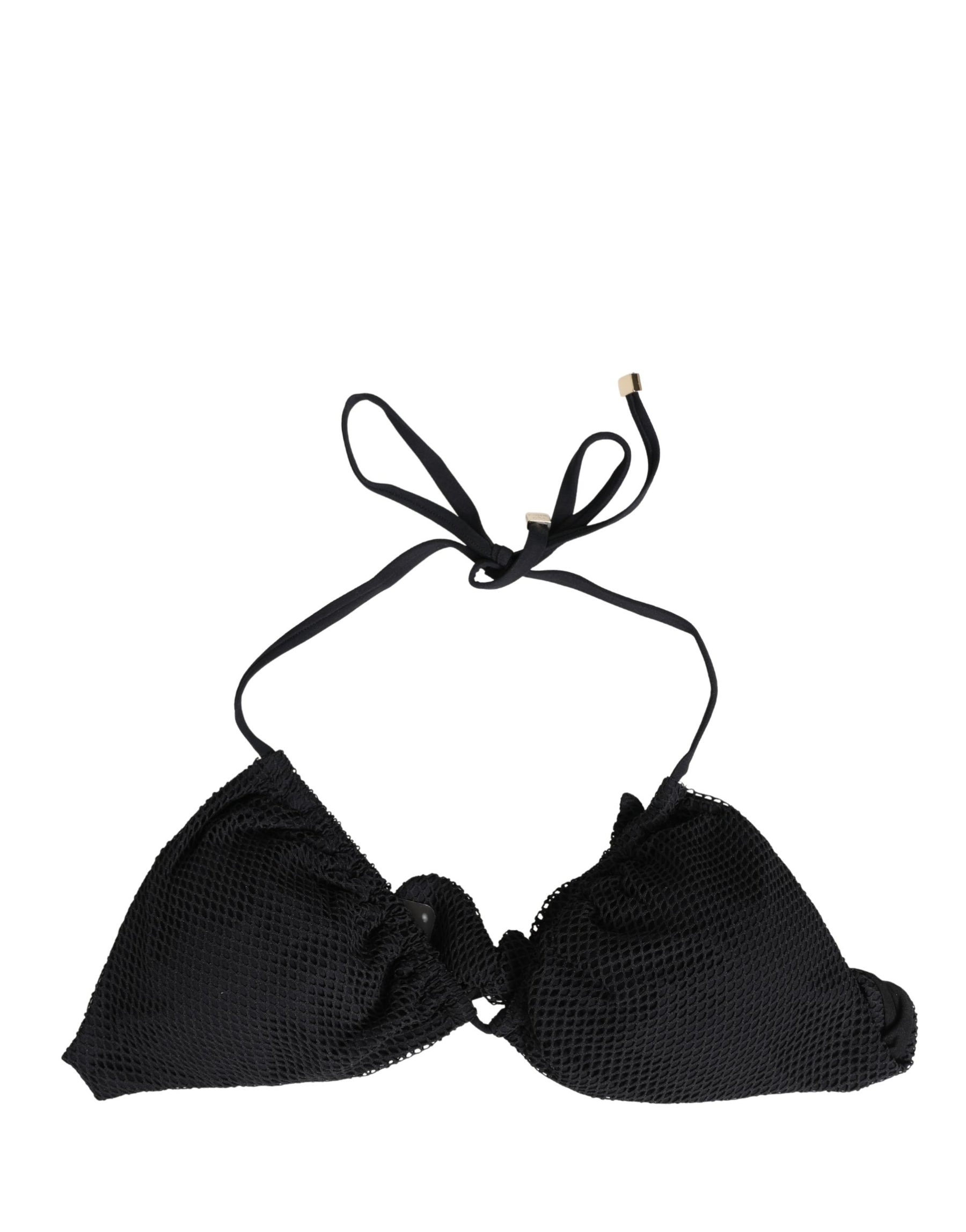 Dolce & Gabbana Black Padded Triangle Halter Bikini Top Swimwear | Regal Royce