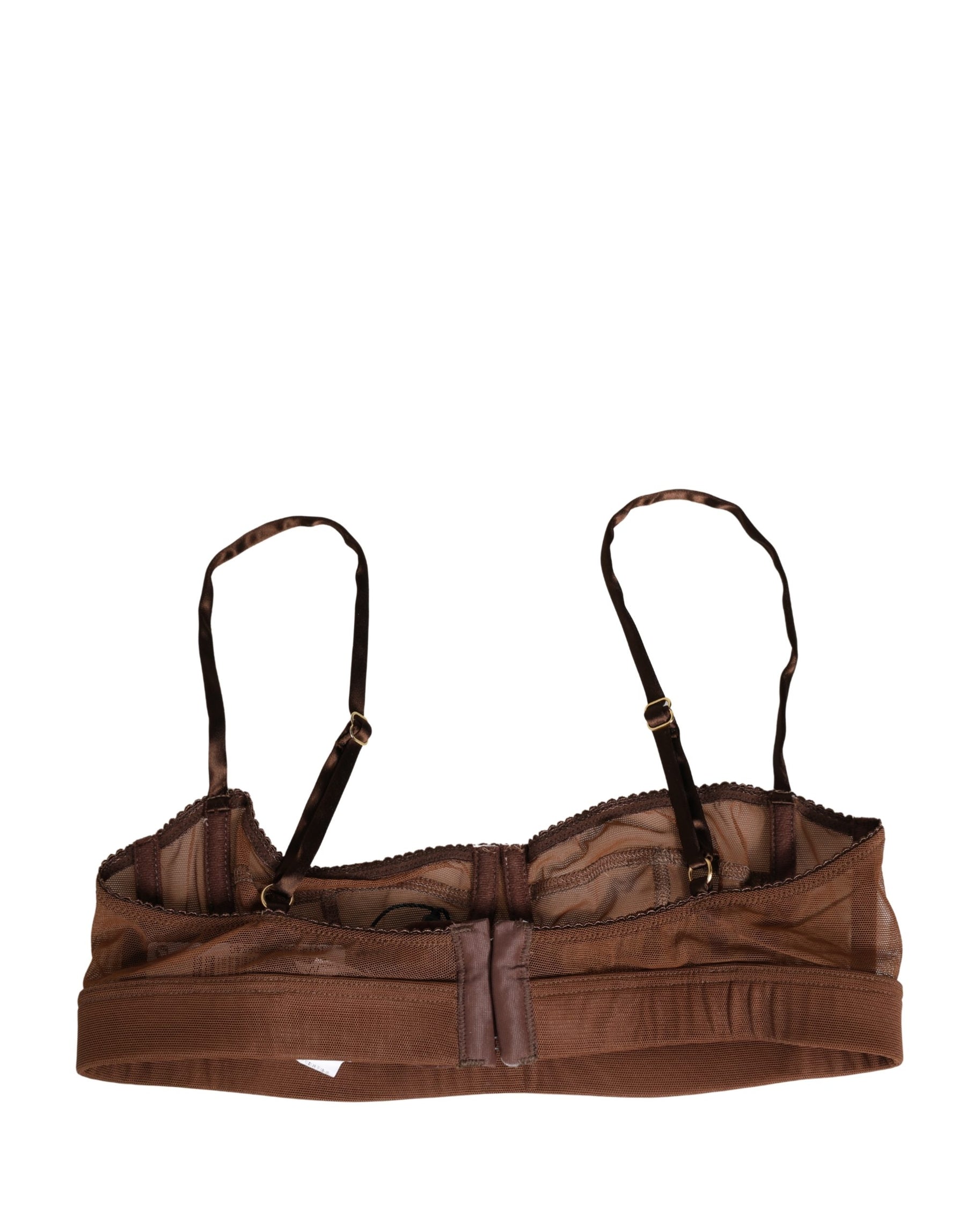 Dolce & Gabbana Brown DG Logo Nylon Mesh Balconette Bra Underwear | Regal Royce
