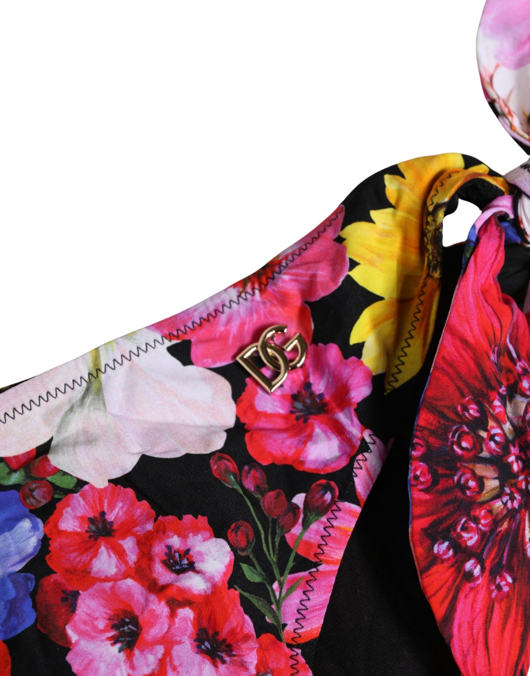 Dolce & Gabbana Black Floral Print Swimsuit Bikini Bottom Swimwear | Regal Royce