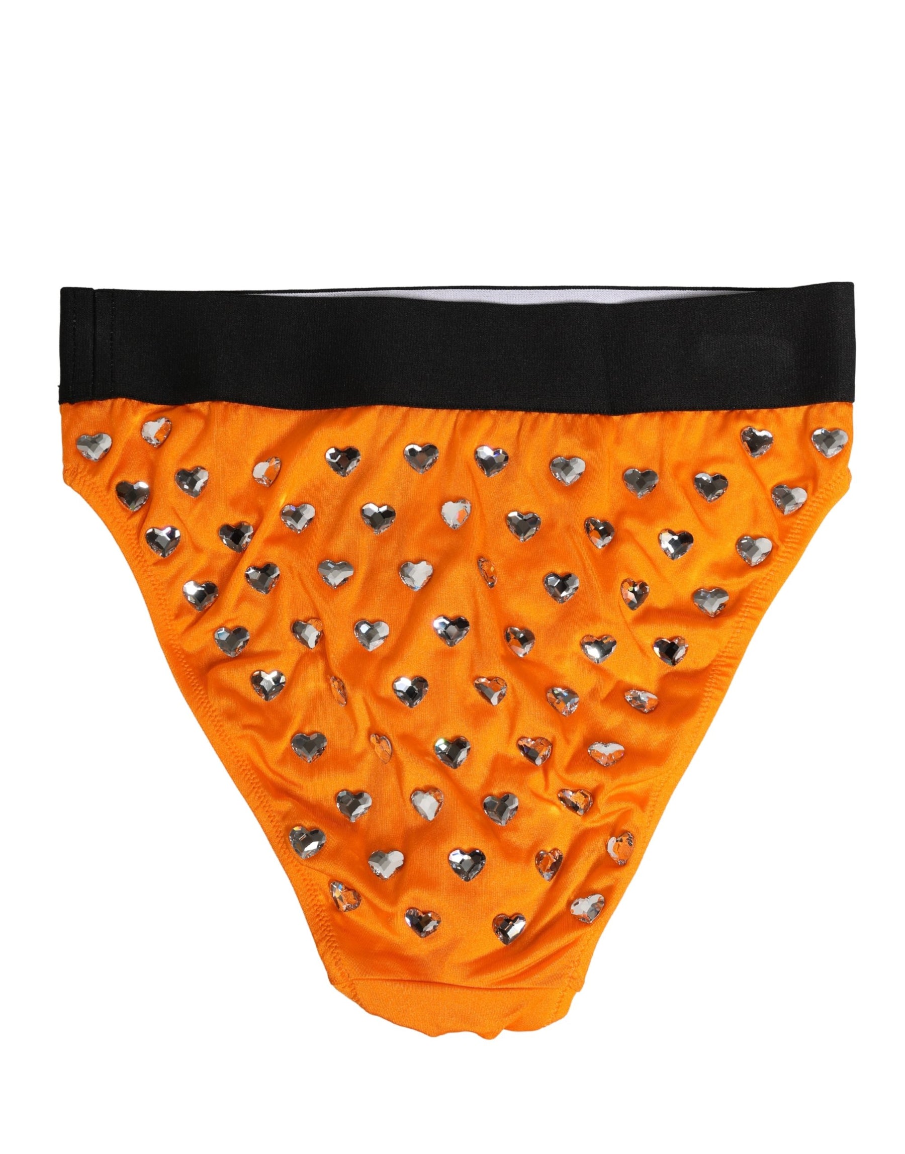 Dolce & Gabbana Orange Crystal High Waist Brief Panty Underwear | Regal Royce