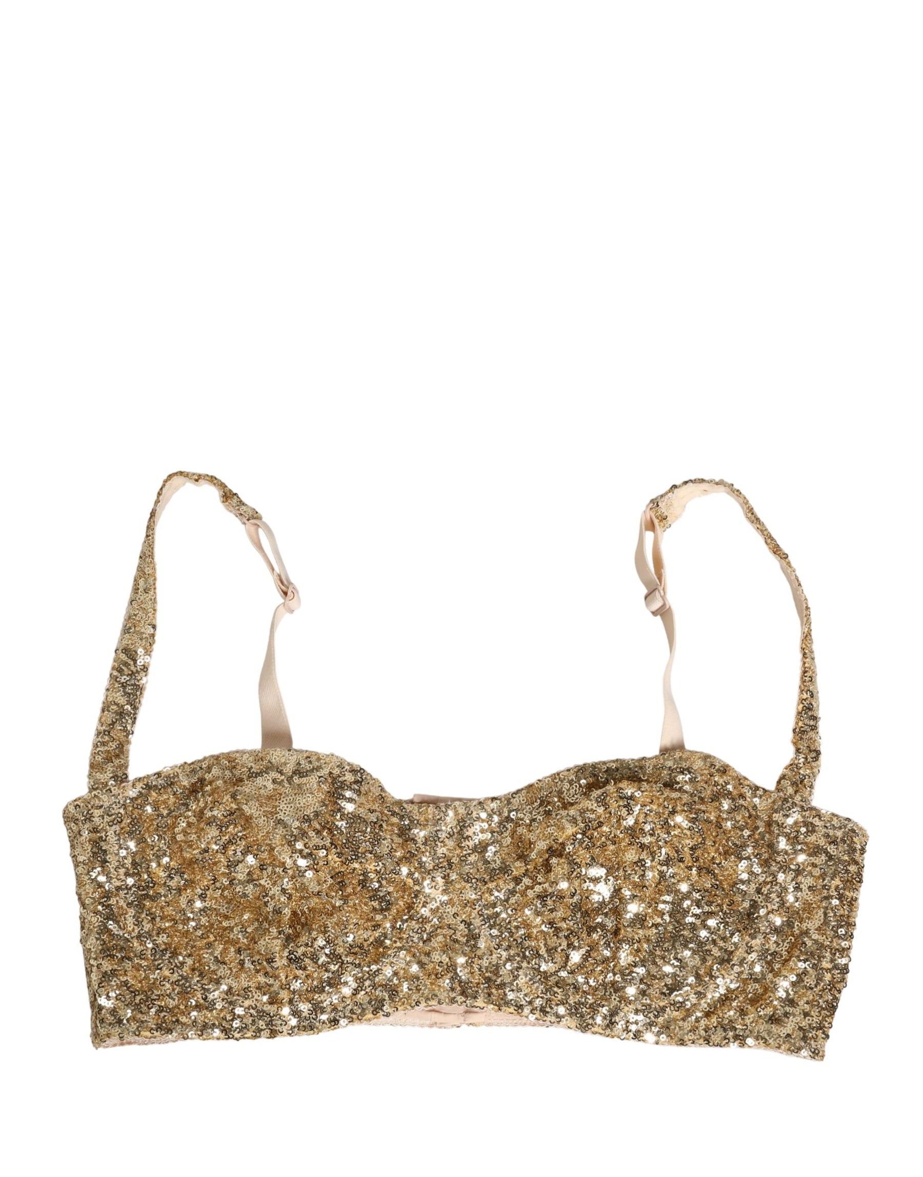 Dolce & Gabbana Gold Sequined Semi-Pad Underwire Bra Underwear | Regal Royce