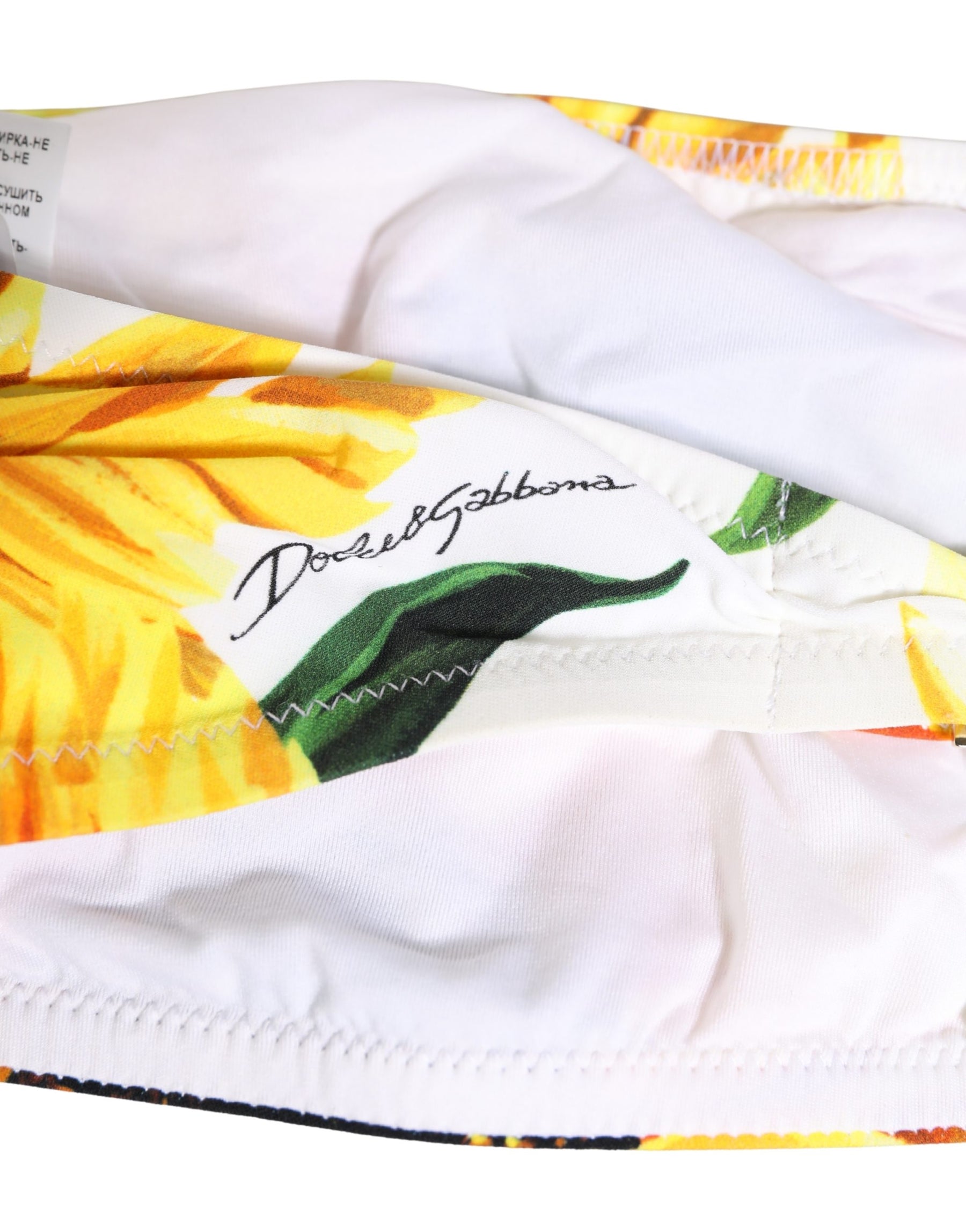 Dolce & Gabbana Multicolor Sunflower Print Bandeau Top Swimwear | Regal Royce