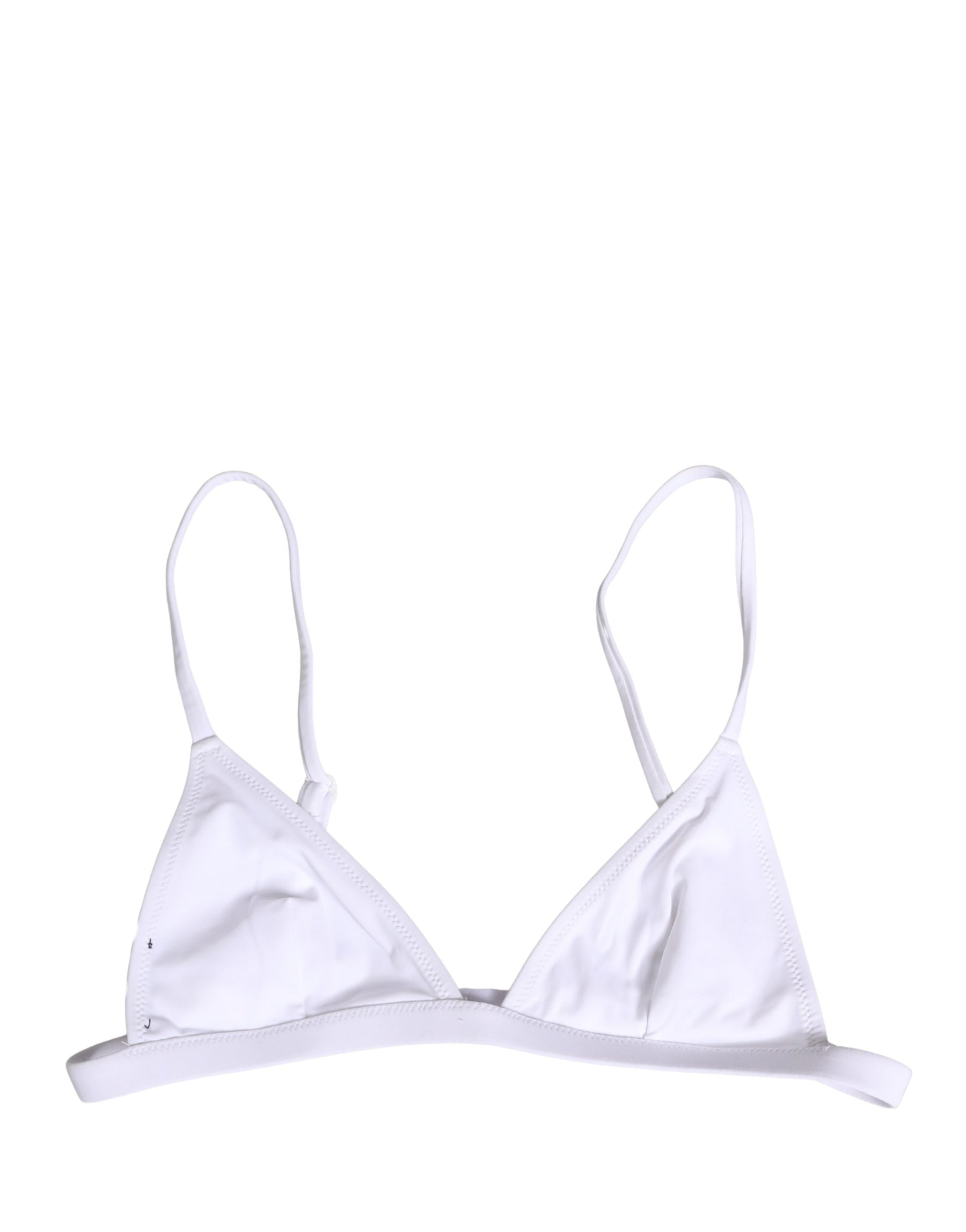 Dolce & Gabbana White Nylon Triangle Beachwear Bikini Top Swimwear | Regal Royce