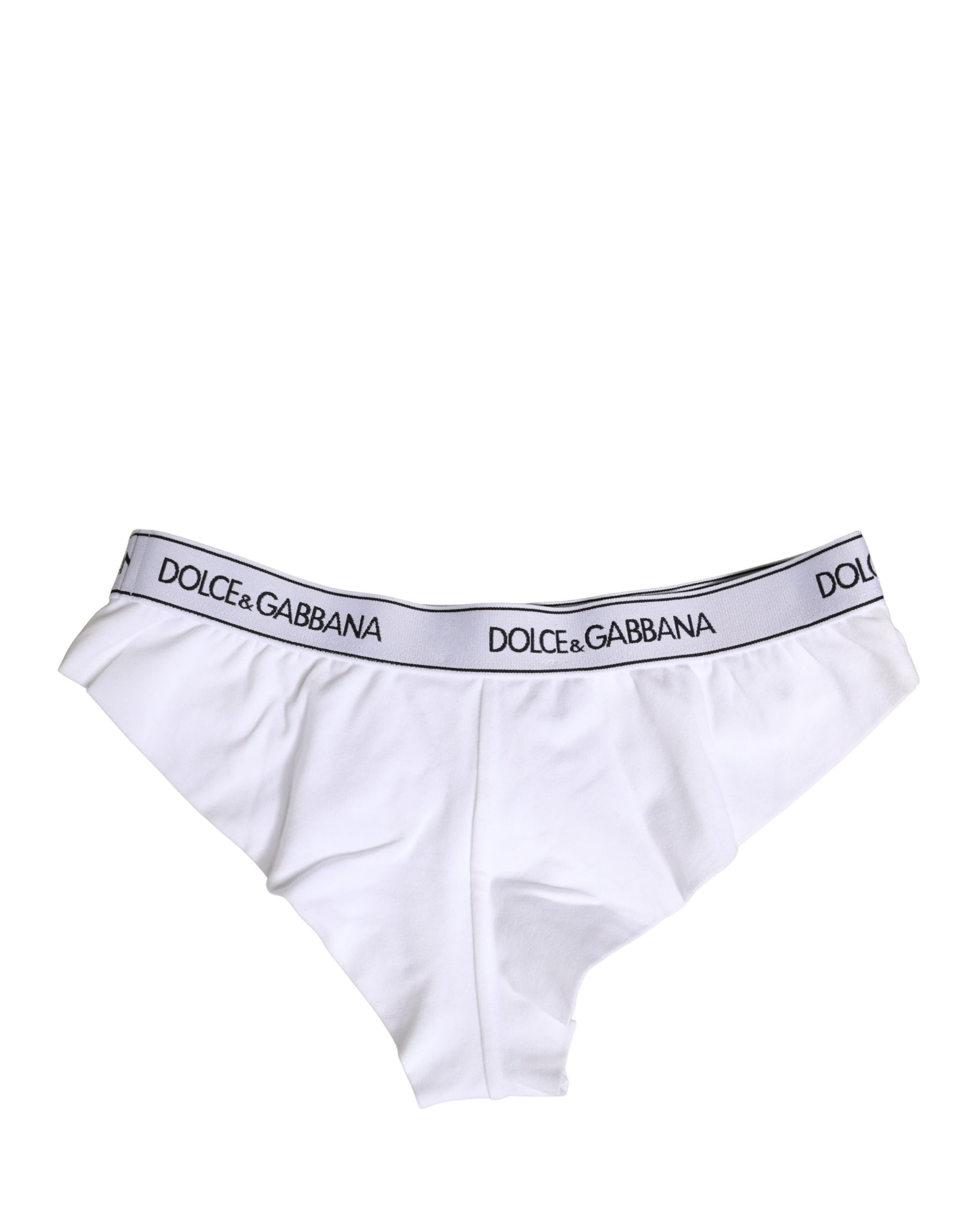 Dolce & Gabbana White Cotton Logo Waistband Brief Panty Underwear | Regal Royce