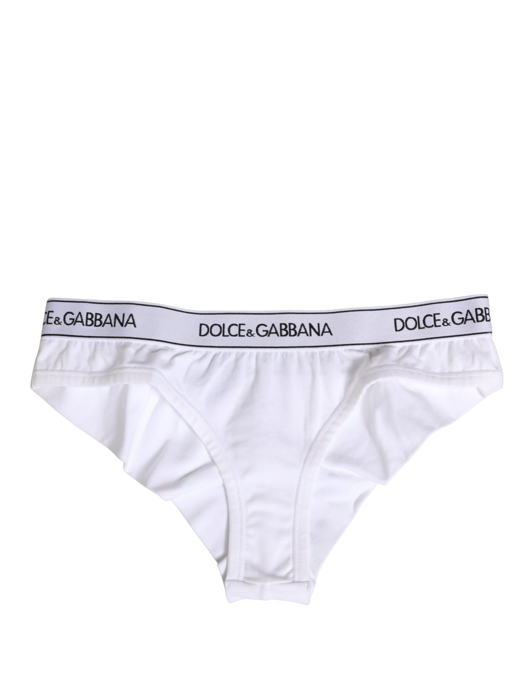 Dolce & Gabbana White Cotton Logo Waistband Brief Panty Underwear | Regal Royce