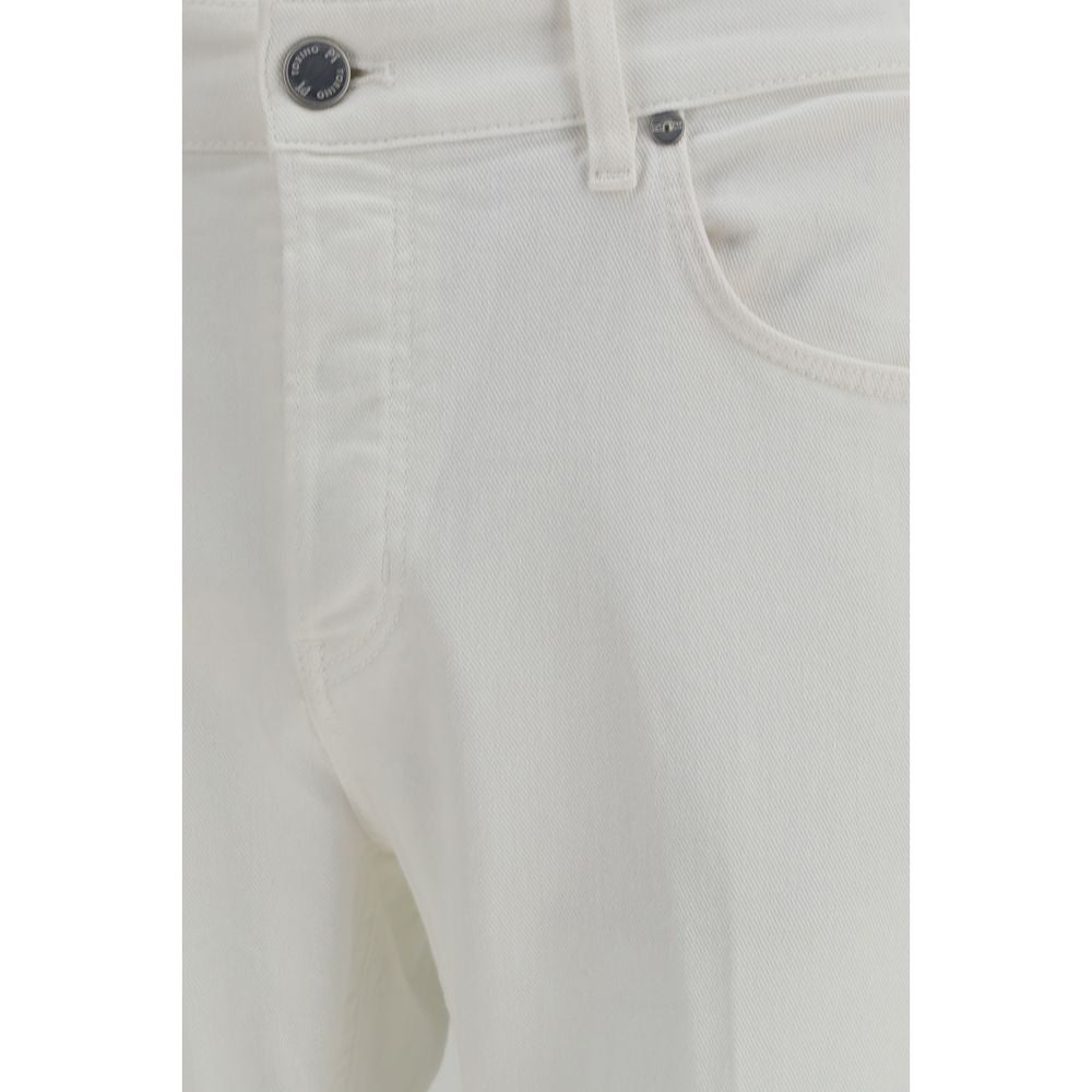 PT Torino White Cotton Tapered Jeans | Regal Royce