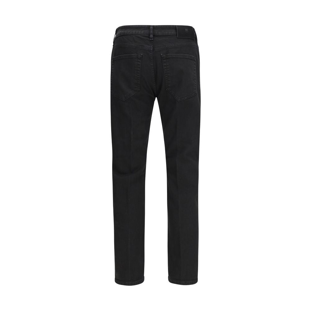 PT Torino Black Cotton Tapered Jeans | Regal Royce