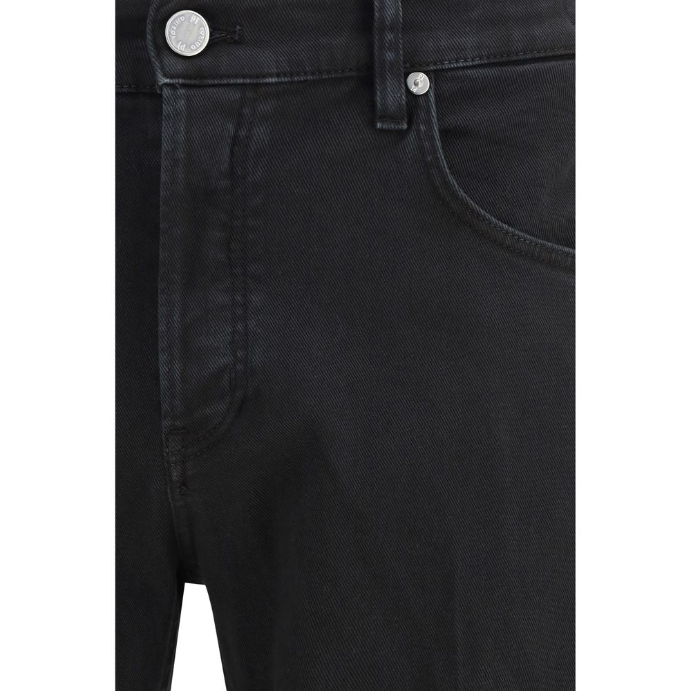 PT Torino Black Cotton Tapered Jeans | Regal Royce