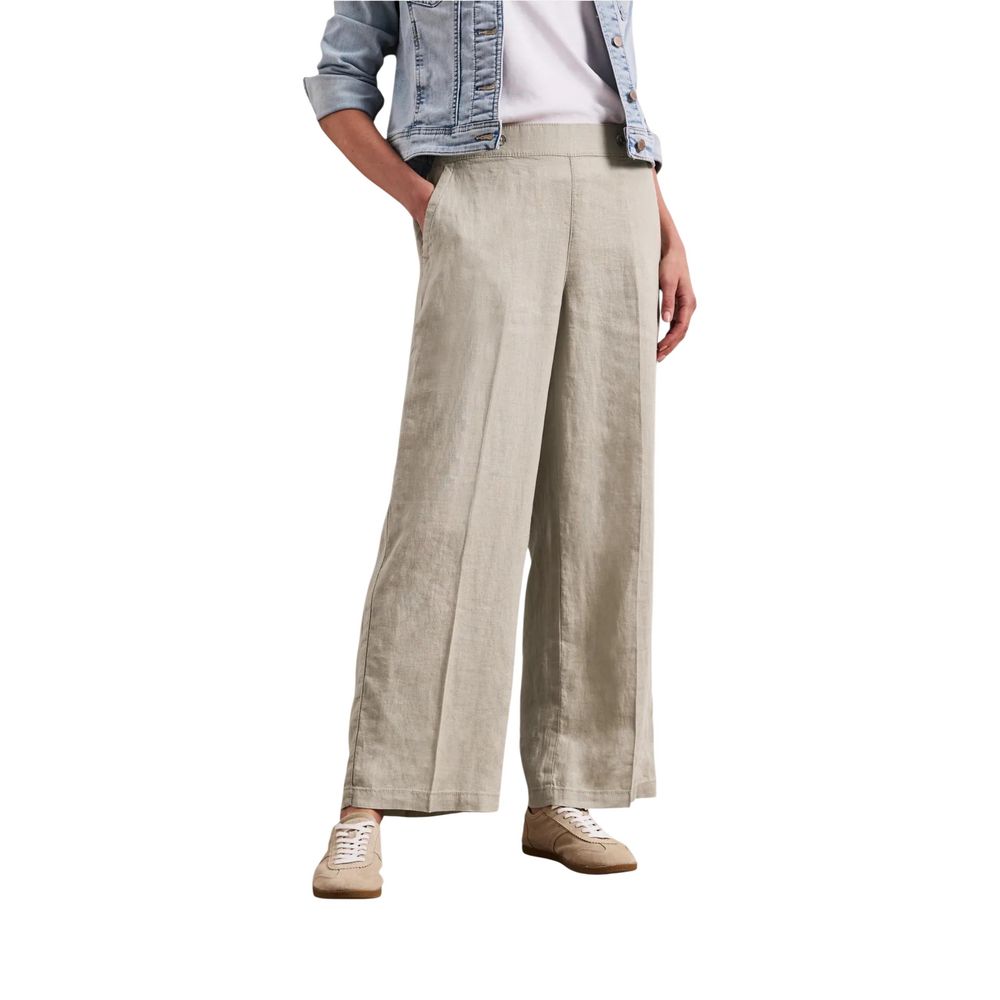 Street One Beige Linen Casual Pants | Regal Royce