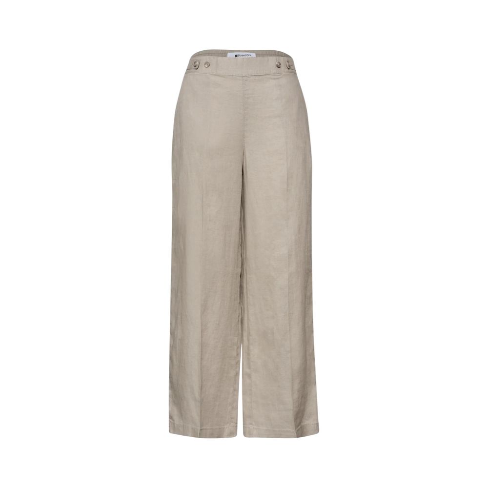 Street One Beige Linen Casual Pants | Regal Royce