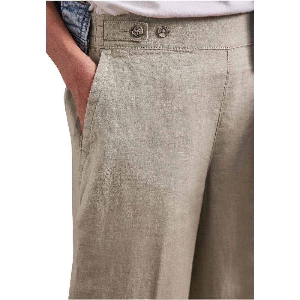 Street One Beige Linen Casual Pants | Regal Royce