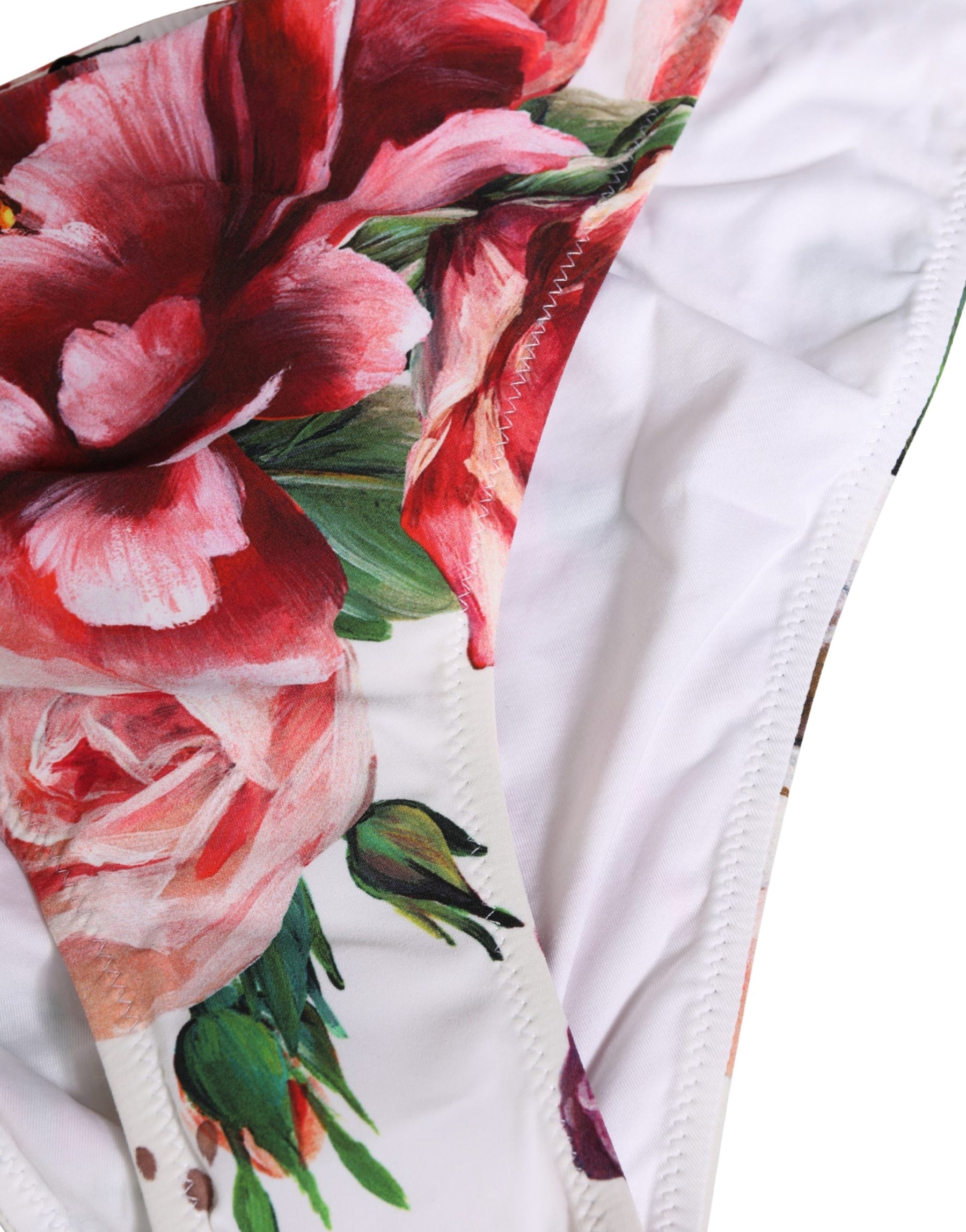 Dolce & Gabbana White Floral Print Swimsuit Bikini Bottom Swimwear | Regal Royce