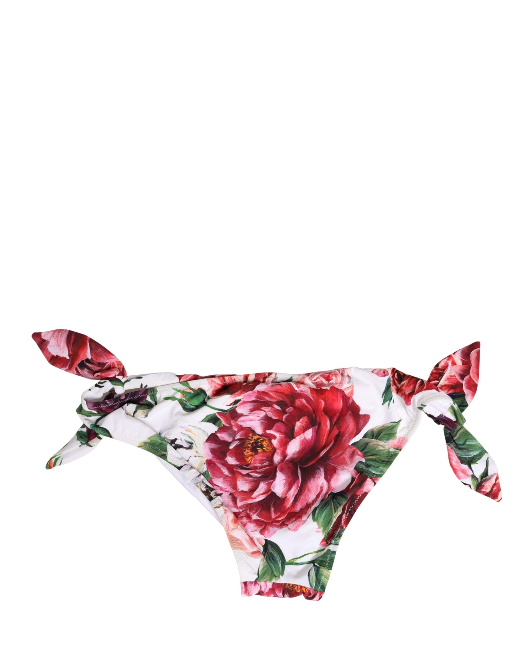 Dolce & Gabbana White Floral Print Swimsuit Bikini Bottom Swimwear | Regal Royce