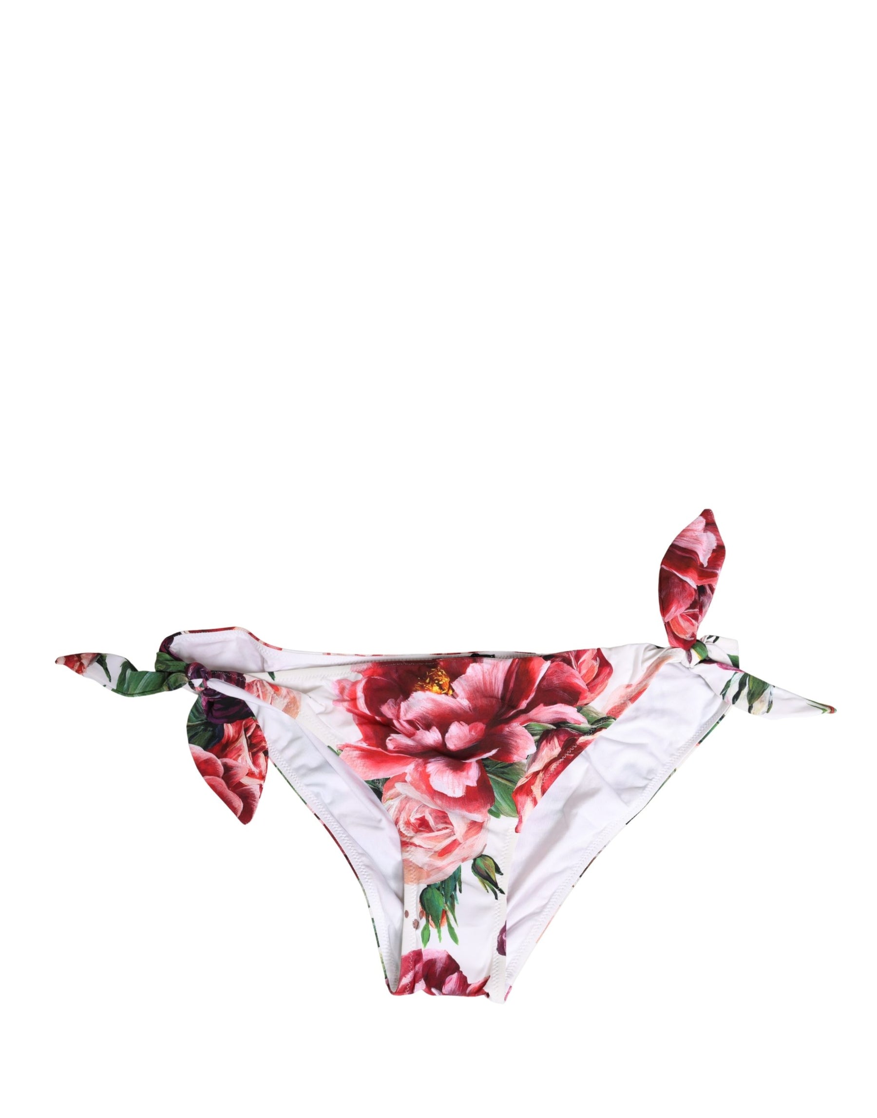 Dolce & Gabbana White Floral Print Swimsuit Bikini Bottom Swimwear | Regal Royce