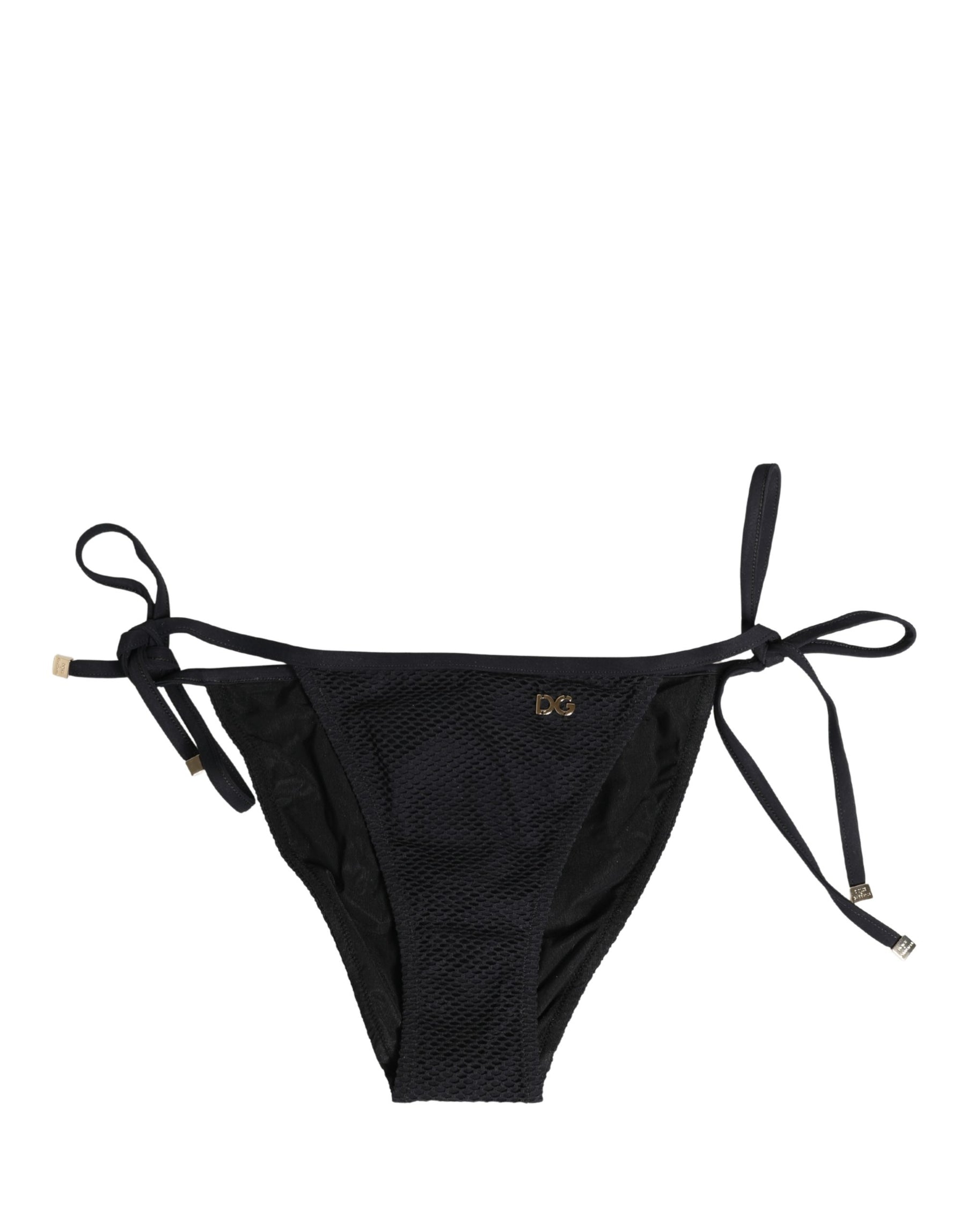 Dolce & Gabbana Black Tie-Side Bikini Bottom Swimsuit Swimwear | Regal Royce