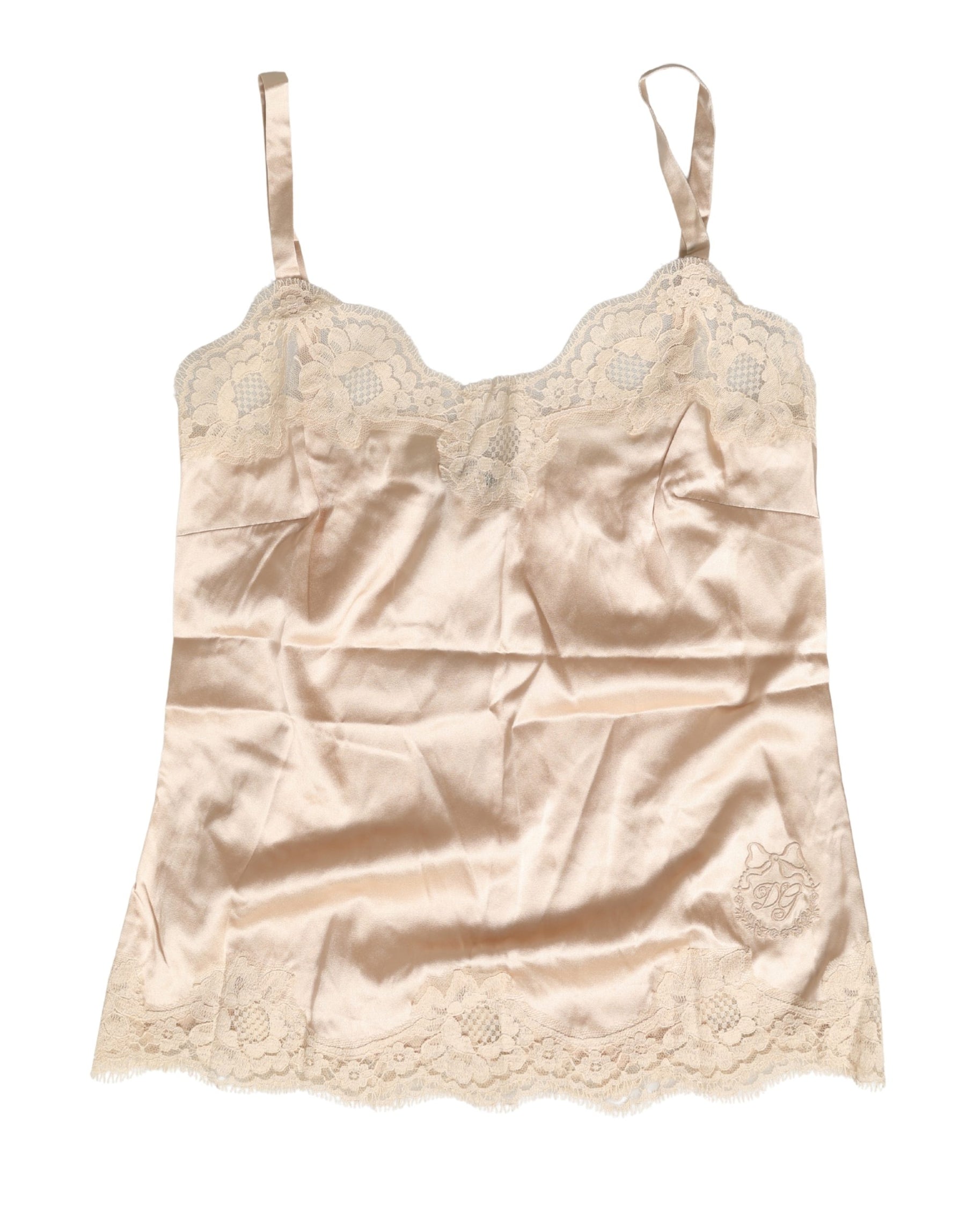 Dolce & Gabbana Beige Lace Silk Satin Tank Lingerie Sleepwear | Regal Royce