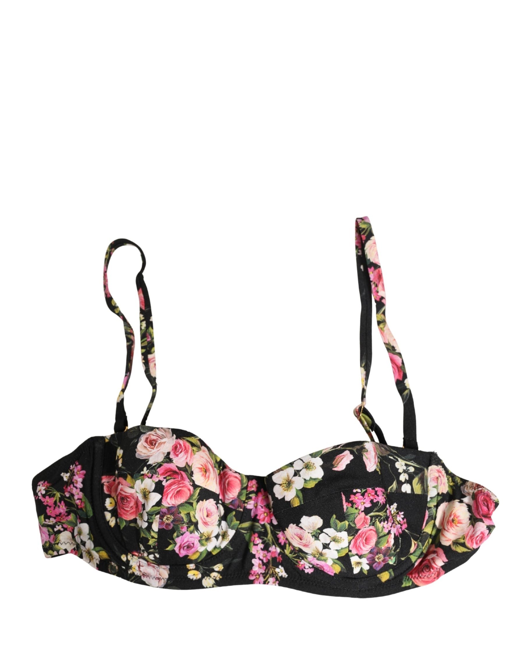 Dolce & Gabbana Black Floral Padded Balconnet Bra Underwear | Regal Royce