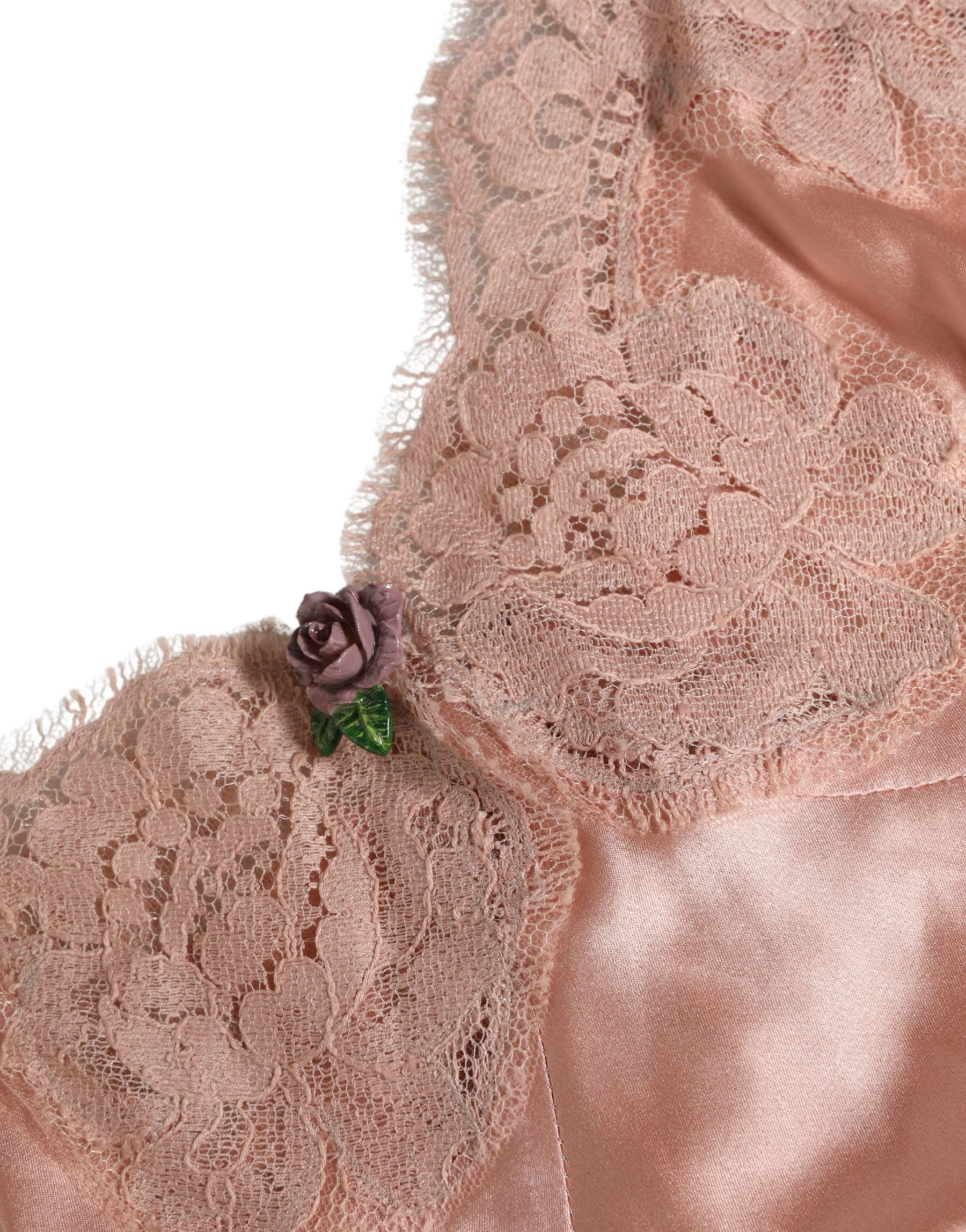 Dolce & Gabbana Pink Lace Silk Satin Tank Lingerie Sleepwear | Regal Royce