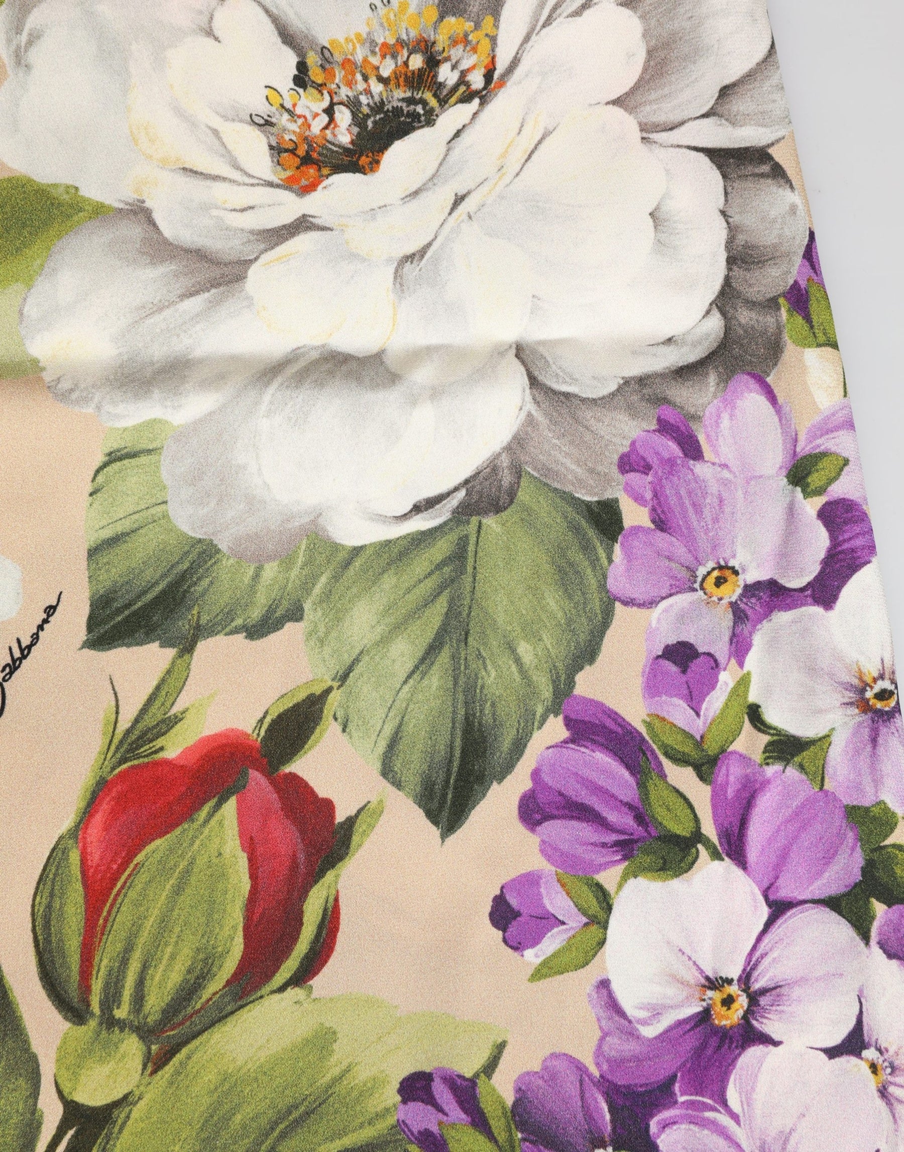 Dolce & Gabbana Beige Floral Silk Tank Short Chemise Sleepwear | Regal Royce