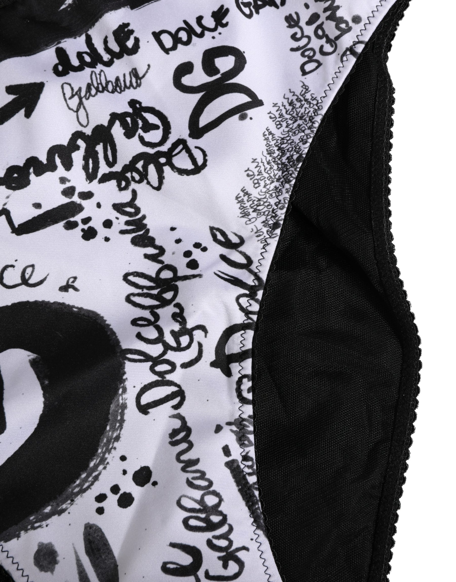 Dolce & Gabbana Black White Graphic Logo High Brief Underwear | Regal Royce