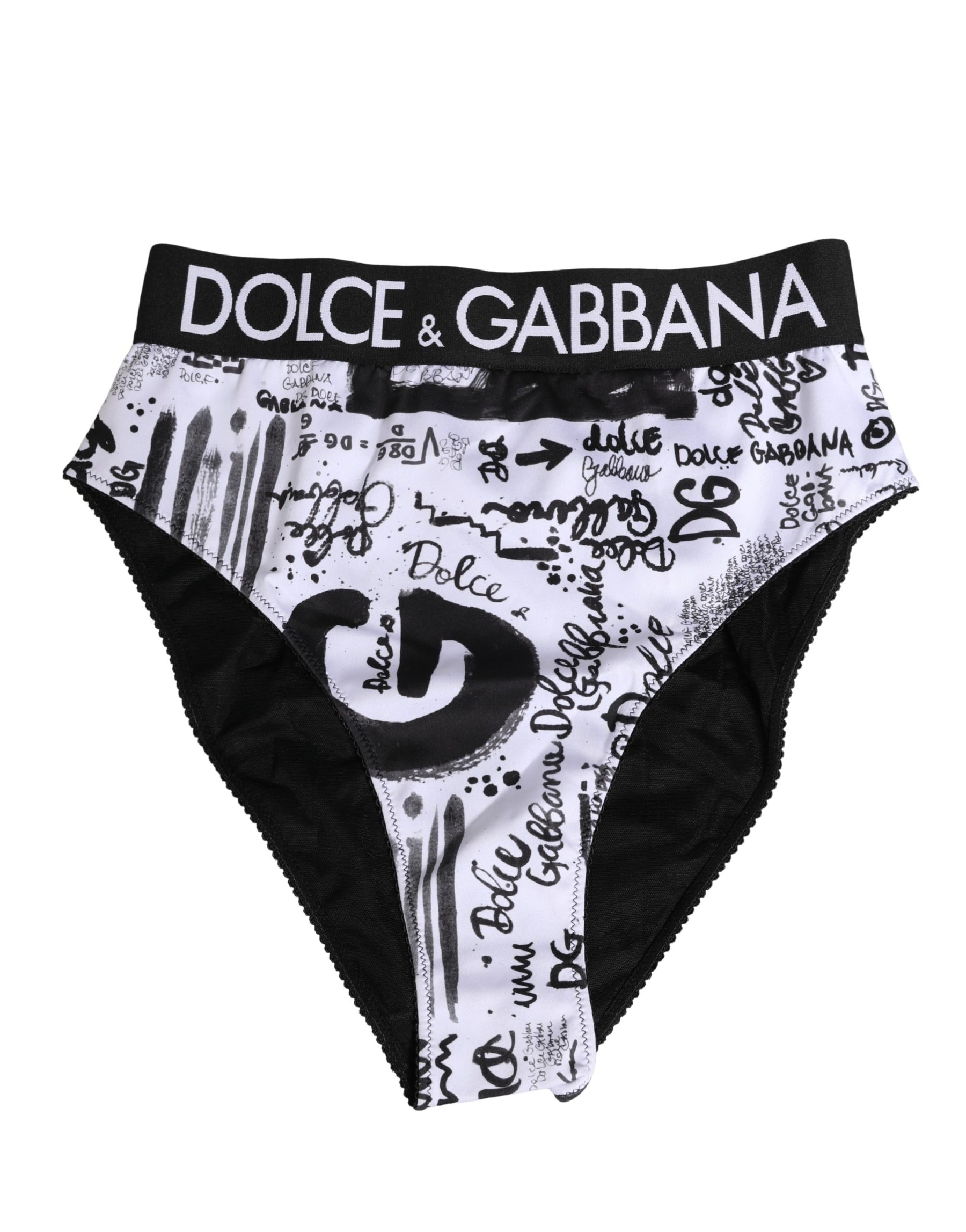 Dolce & Gabbana Black White Graphic Logo High Brief Underwear | Regal Royce