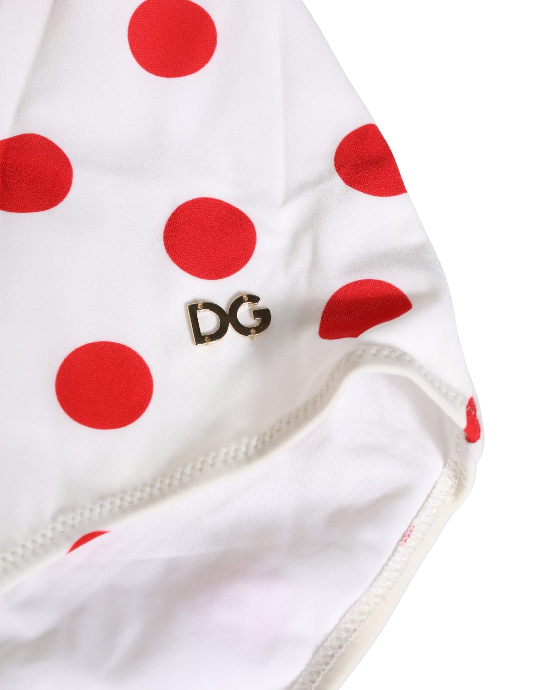 Dolce & Gabbana White Polka Dot One-Piece Swimsuit Swimwear | Regal Royce