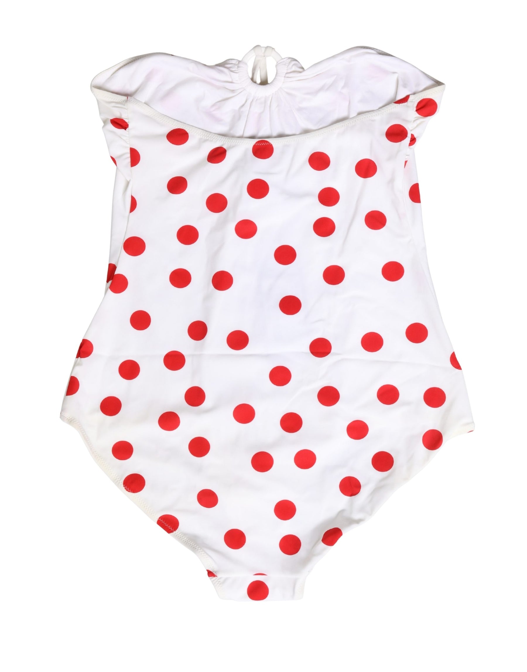 Dolce & Gabbana White Polka Dot One-Piece Swimsuit Swimwear | Regal Royce