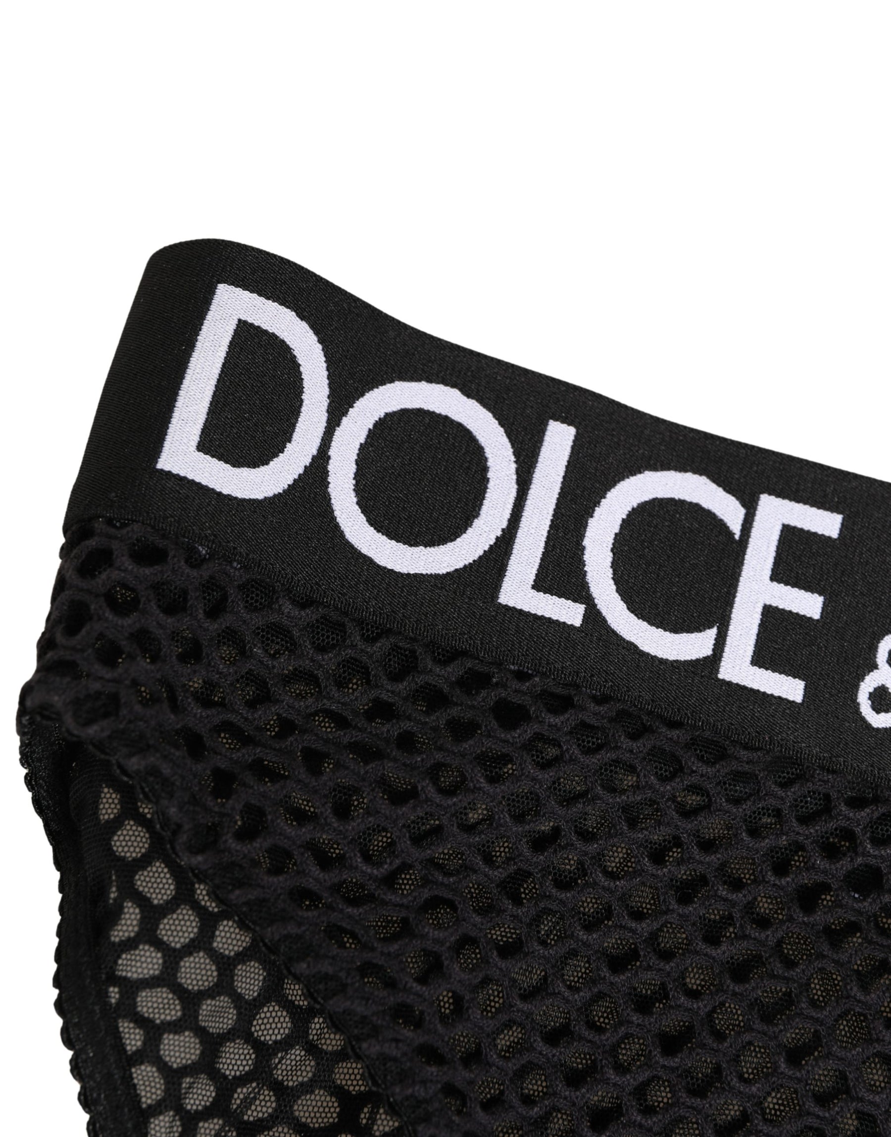 Dolce & Gabbana Black Cotton Mesh High Brief Panty Underwear | Regal Royce