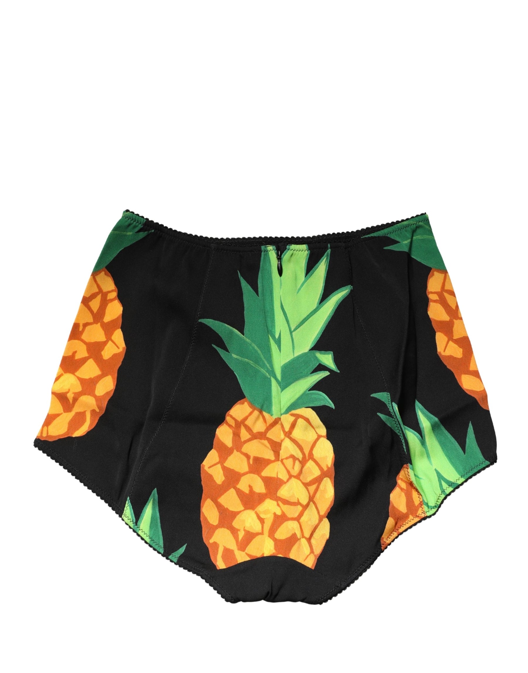 Dolce & Gabbana Black Pineapple High Waist Girdle Panty Underwear | Regal Royce