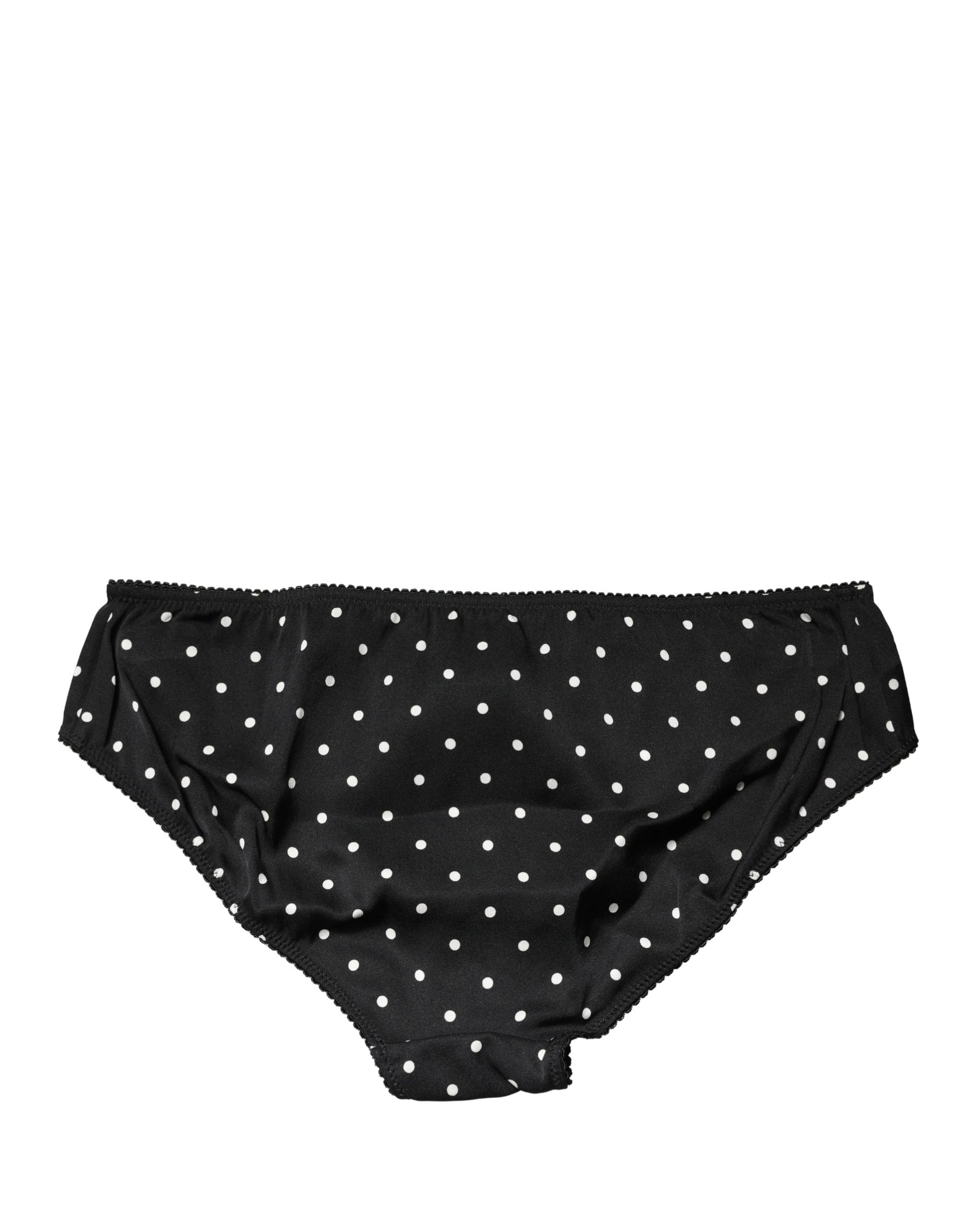 Dolce & Gabbana Black Polka Dots Mid Waist Brief Panty Underwear | Regal Royce