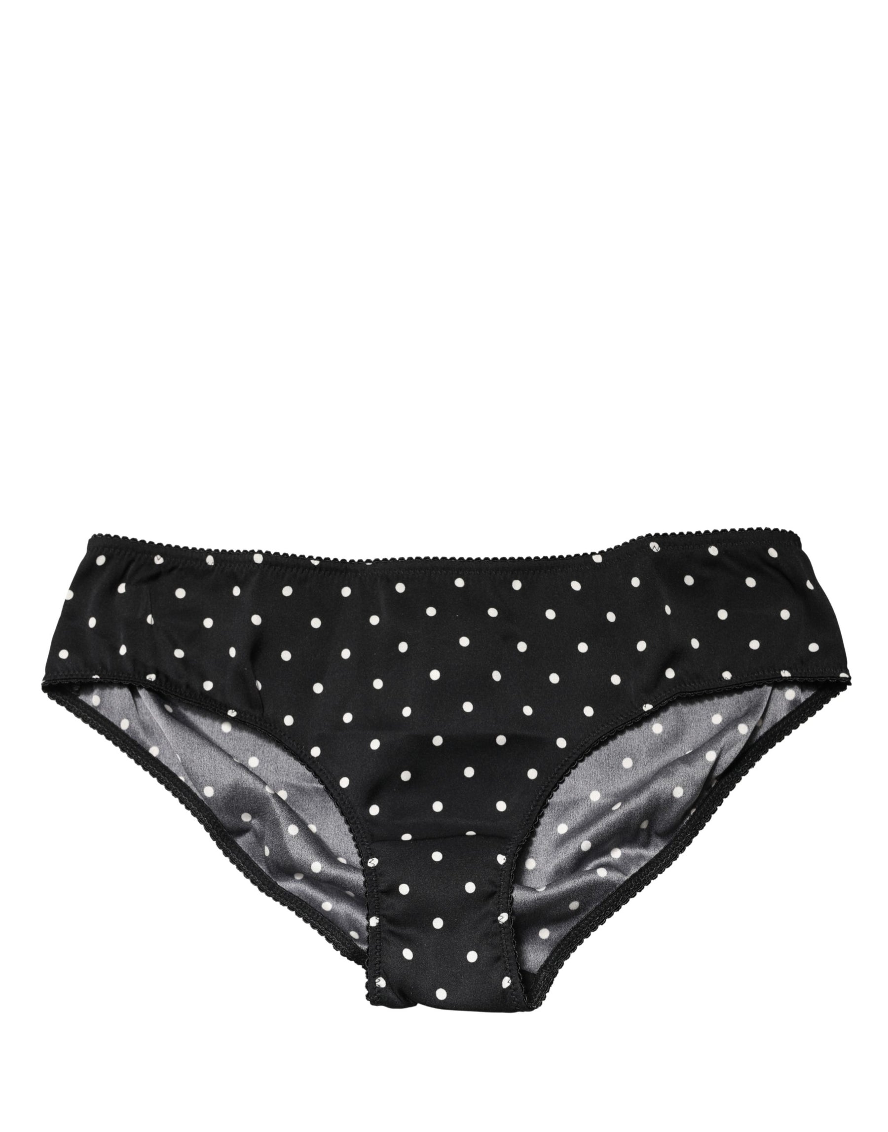 Dolce & Gabbana Black Polka Dots Mid Waist Brief Panty Underwear | Regal Royce