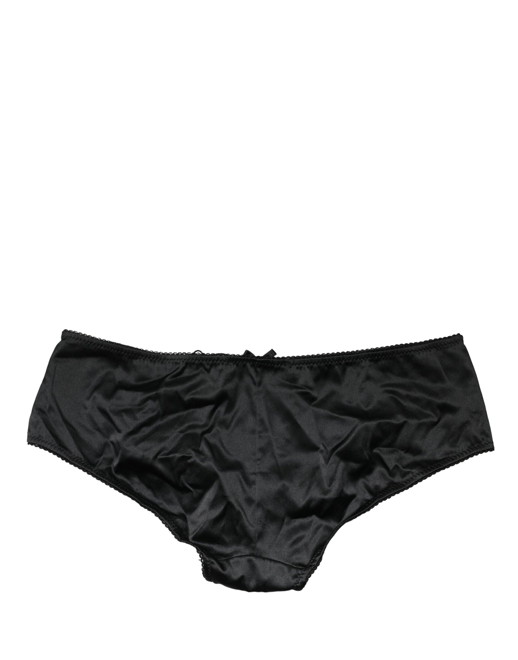 Dolce & Gabbana Black Silk Stretch Mid Waist Brief Panty Underwear | Regal Royce