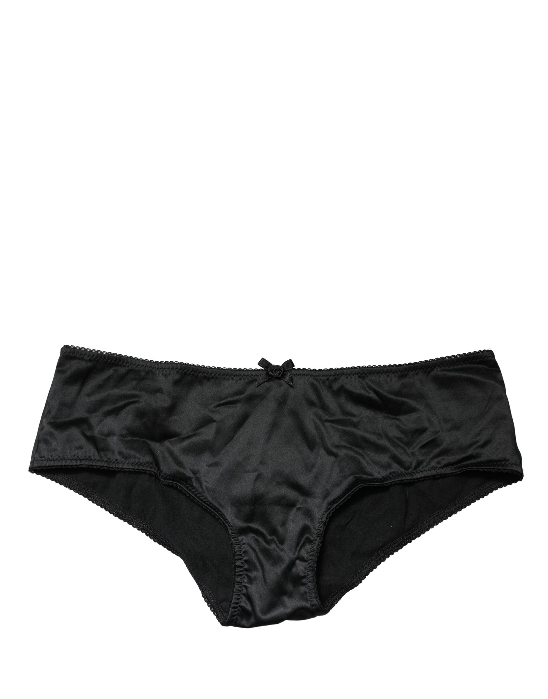 Dolce & Gabbana Black Silk Stretch Mid Waist Brief Panty Underwear | Regal Royce