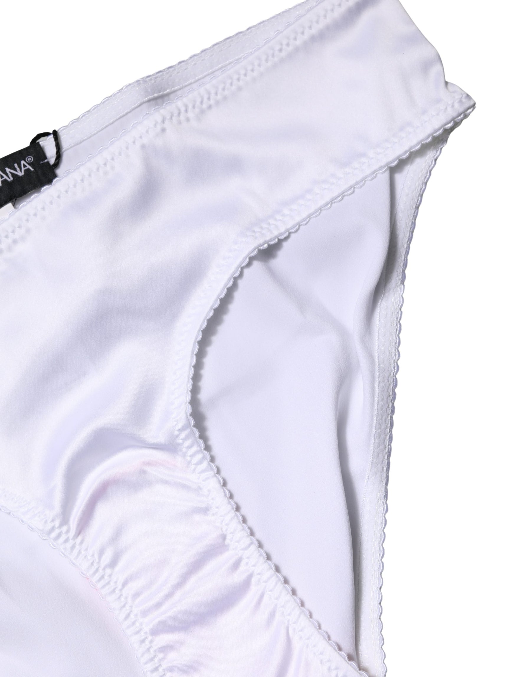 Dolce & Gabbana White Silk Stretch Mid Waist Brief Panty Underwear | Regal Royce