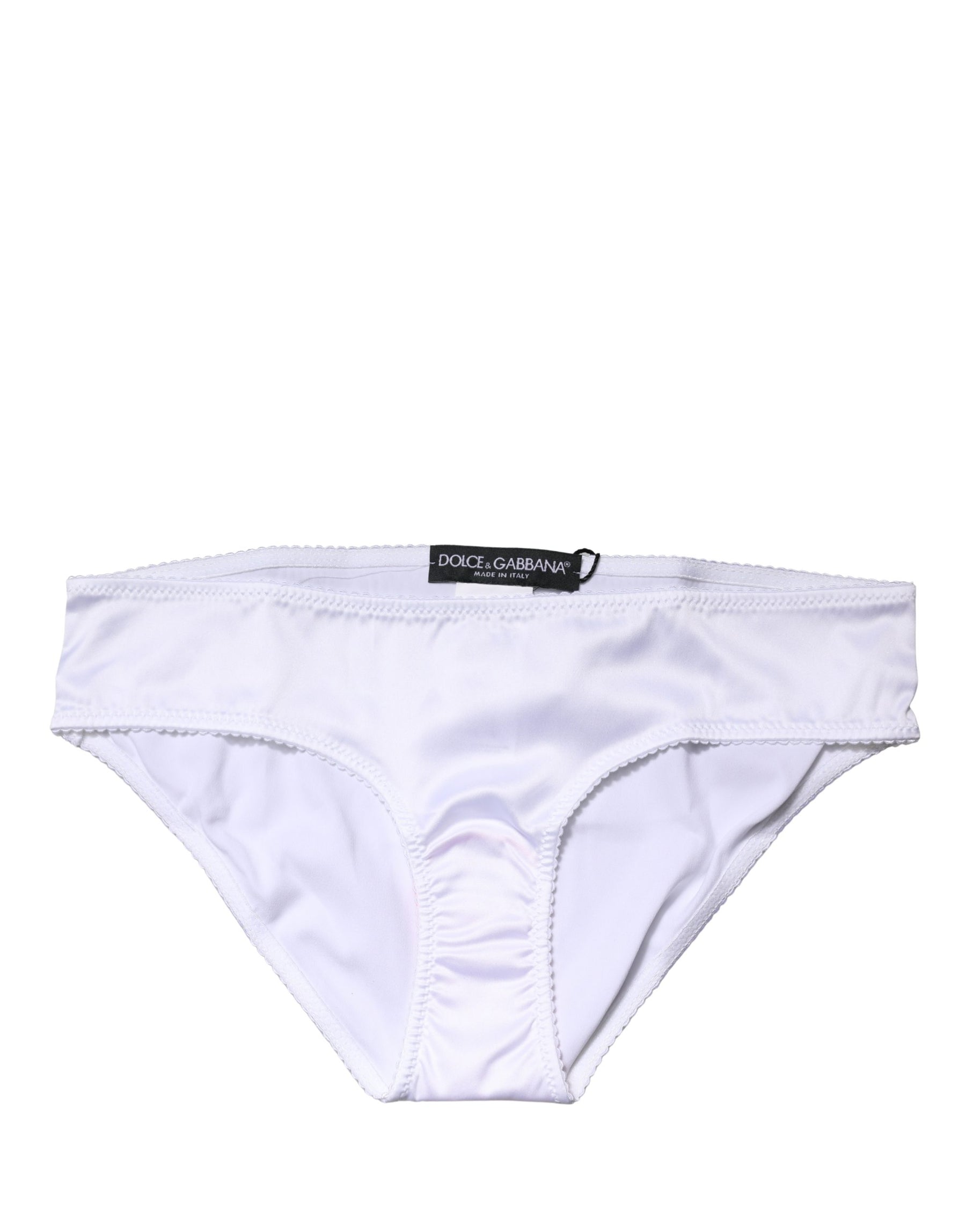 Dolce & Gabbana White Silk Stretch Mid Waist Brief Panty Underwear | Regal Royce