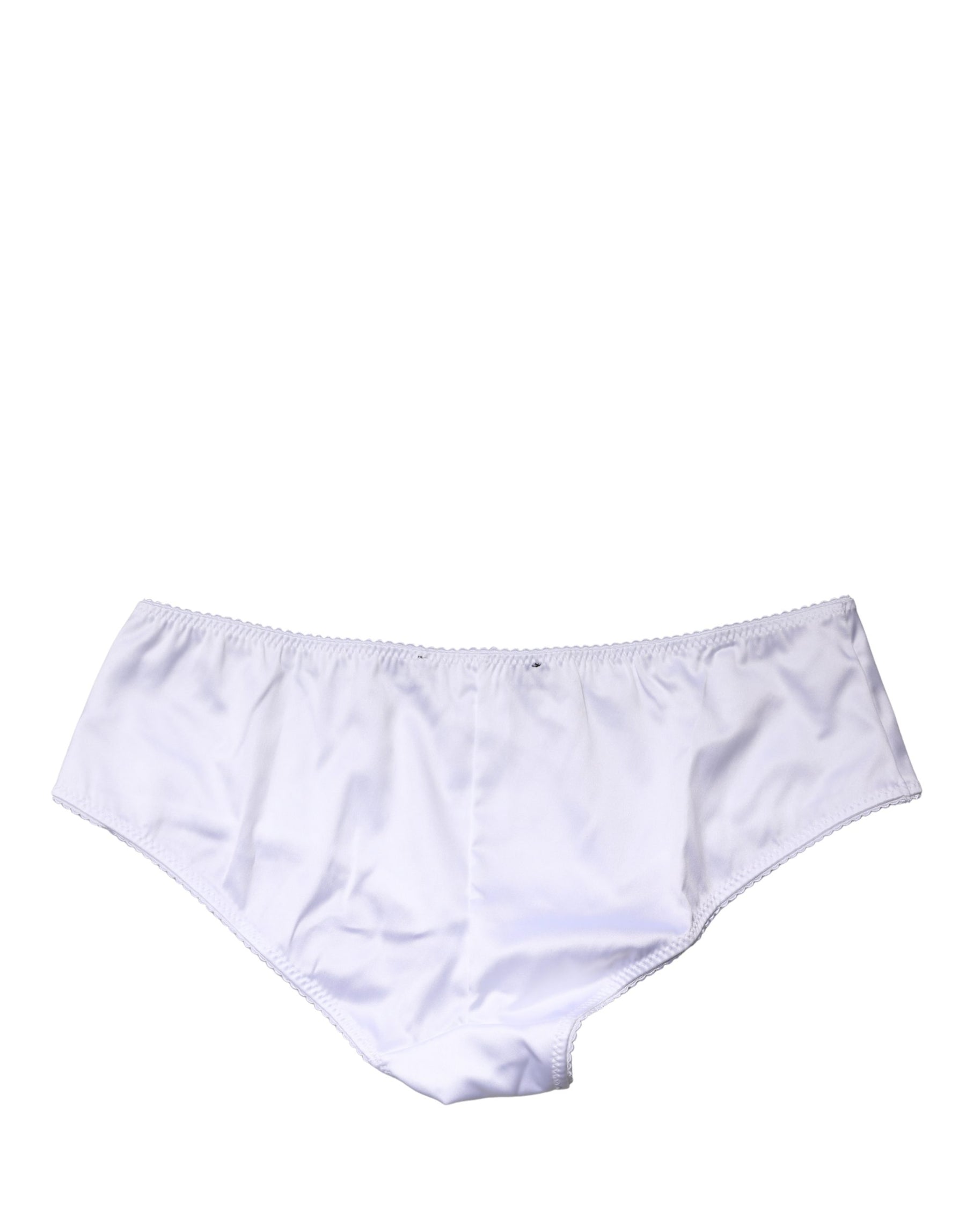 Dolce & Gabbana White Silk Stretch Mid Waist Brief Panty Underwear | Regal Royce
