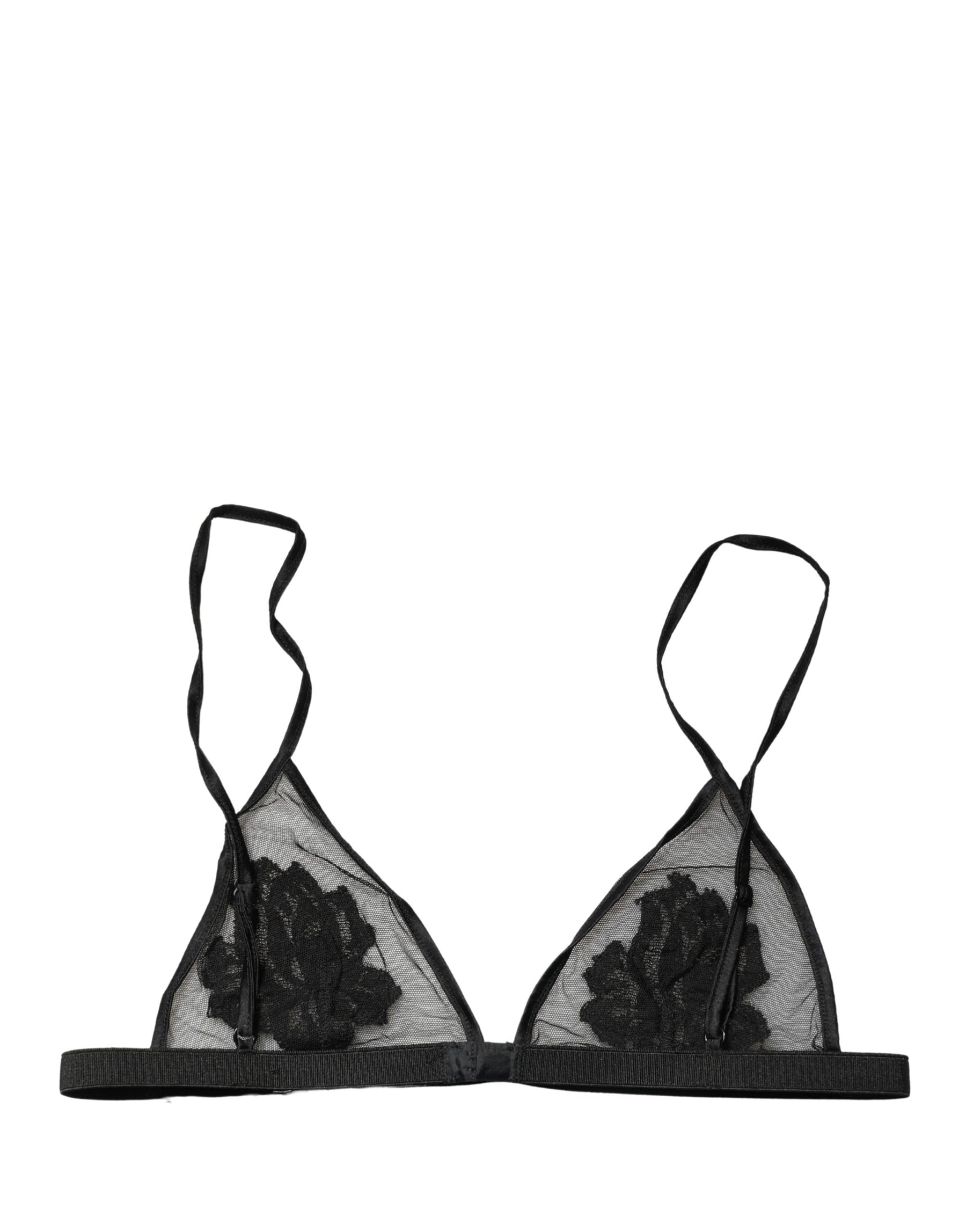 Dolce & Gabbana Black Floral Soft Cup Triangle Bra Underwear | Regal Royce