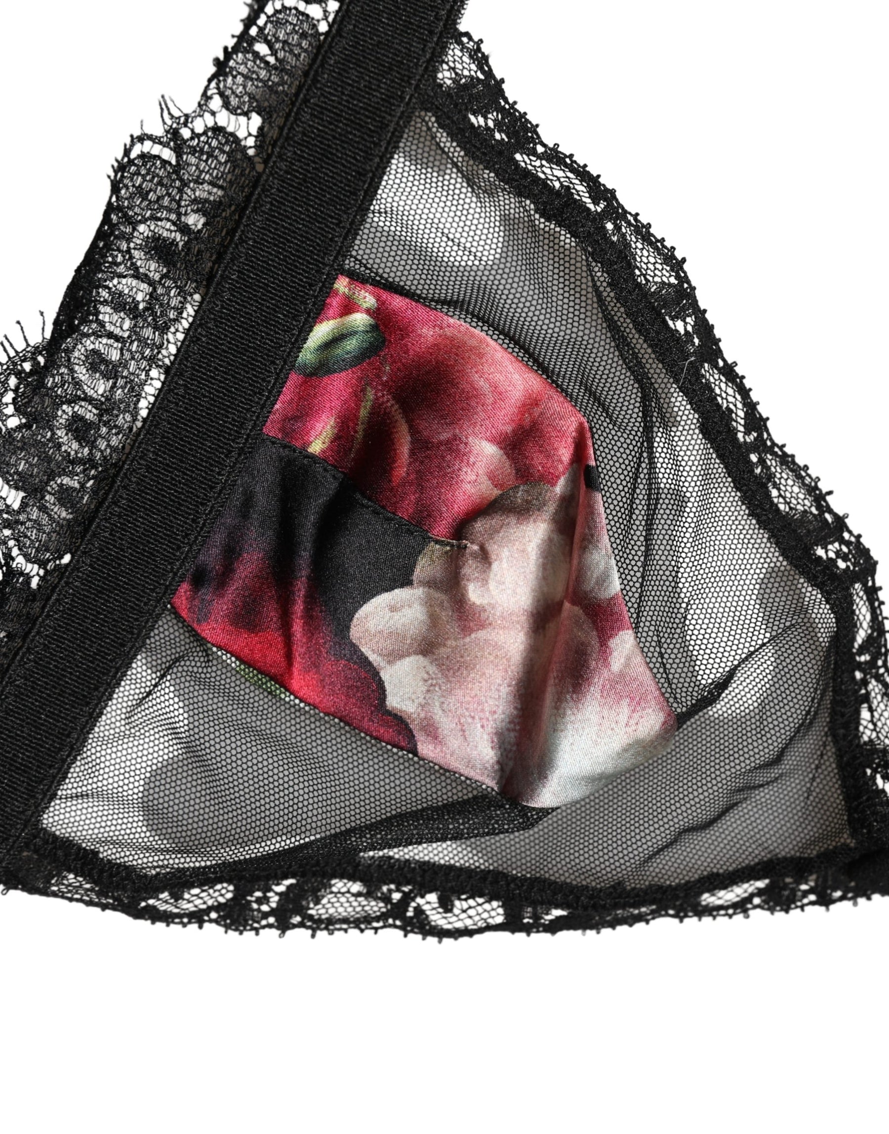 Dolce & Gabbana Black Floral Soft Cup Triangle Bra Underwear | Regal Royce