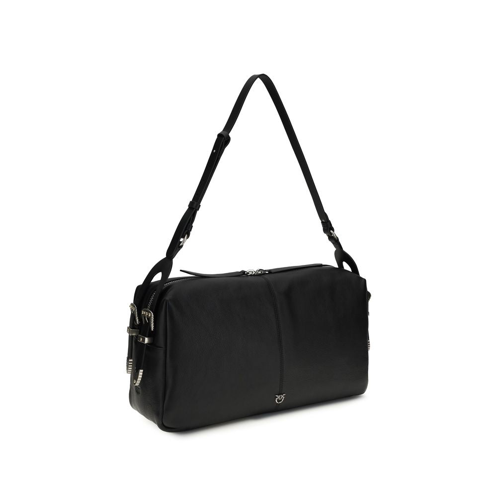 PINKO Black Calf Leather Bos Taurus Shoulder Bag | Regal Royce