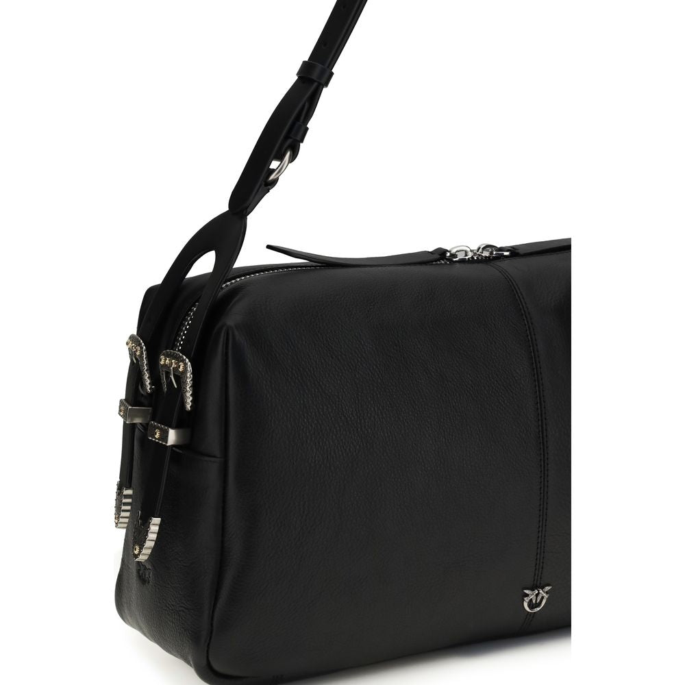 PINKO Black Calf Leather Bos Taurus Shoulder Bag | Regal Royce