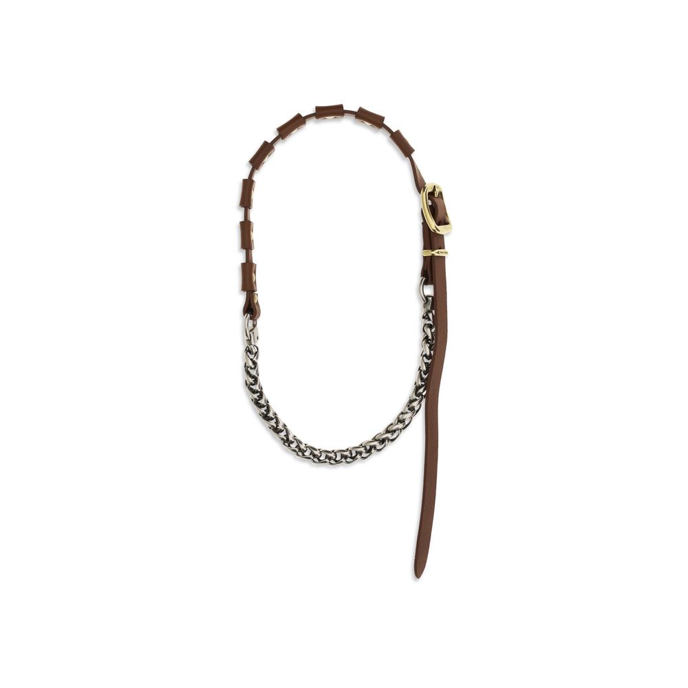 Miu Miu Brown Calf Leather Bos Taurus Necklace | Regal Royce