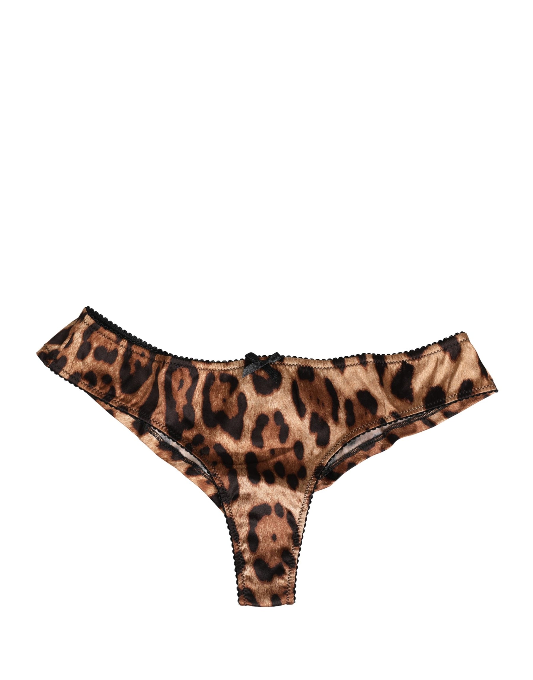 Dolce & Gabbana Black Brown Leopard Mid Waist Brief Panty Underwear | Regal Royce