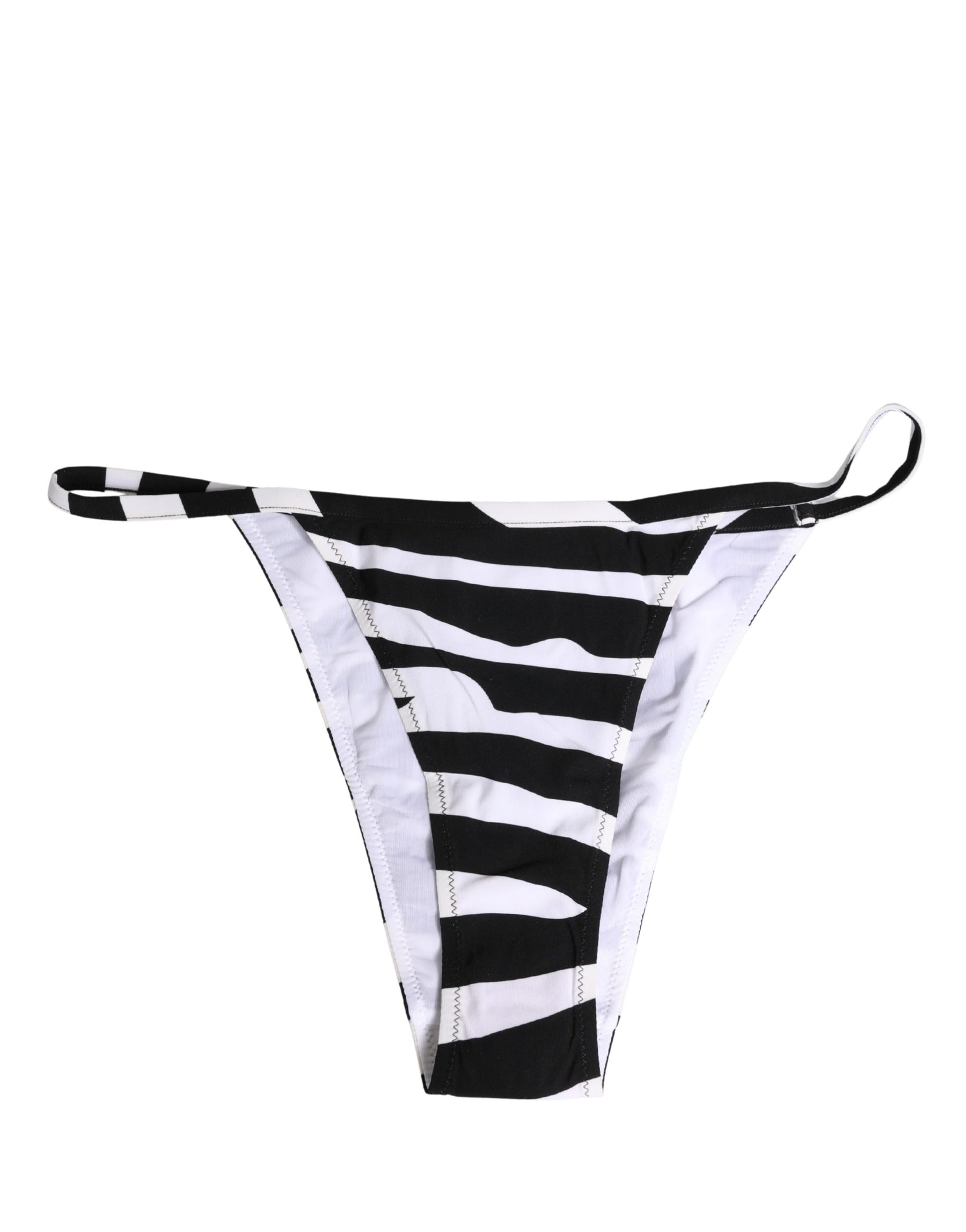 Dolce & Gabbana Black White Zebra Bikini Top Bottom Swimwear | Regal Royce